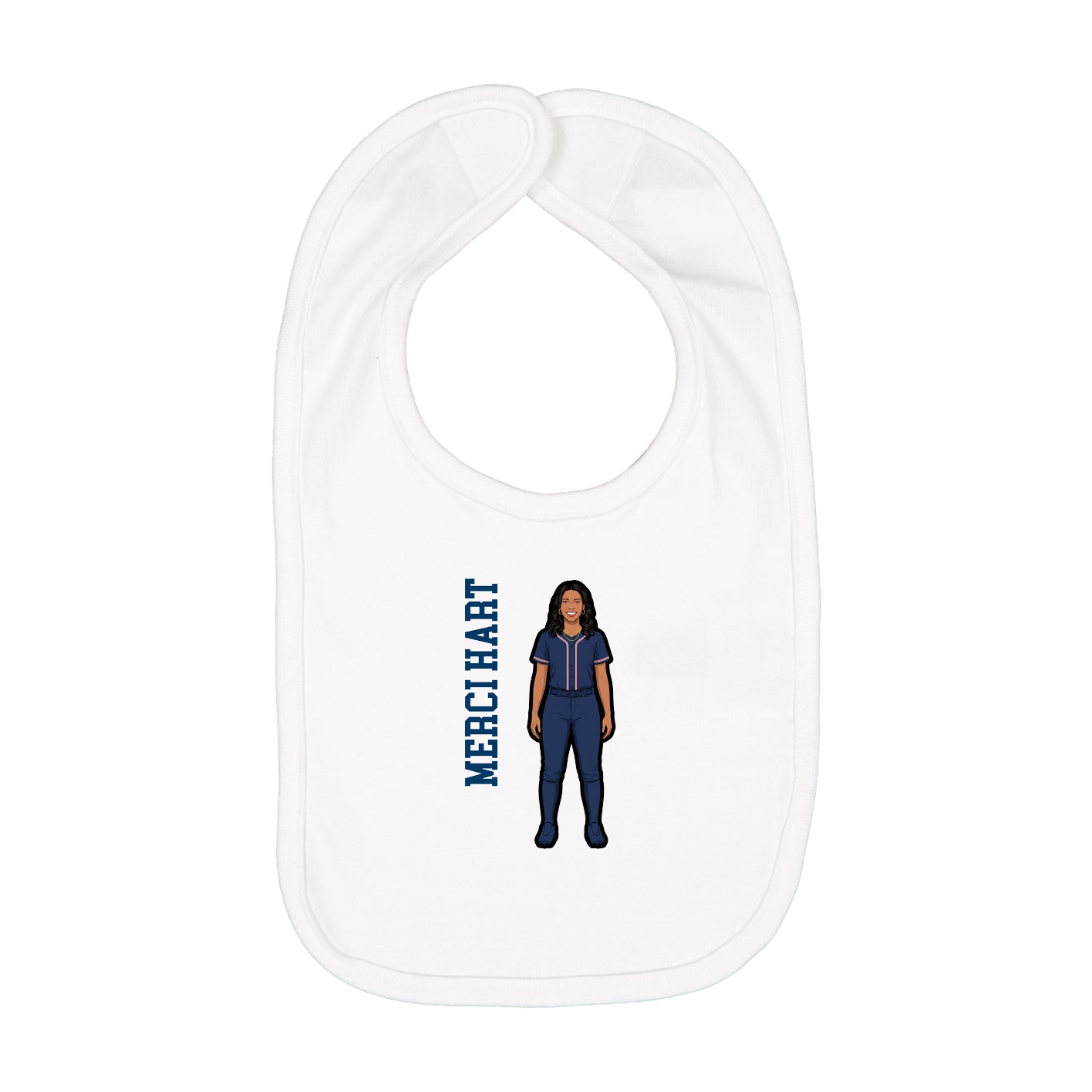 Infant Bib — Name Vertical in White