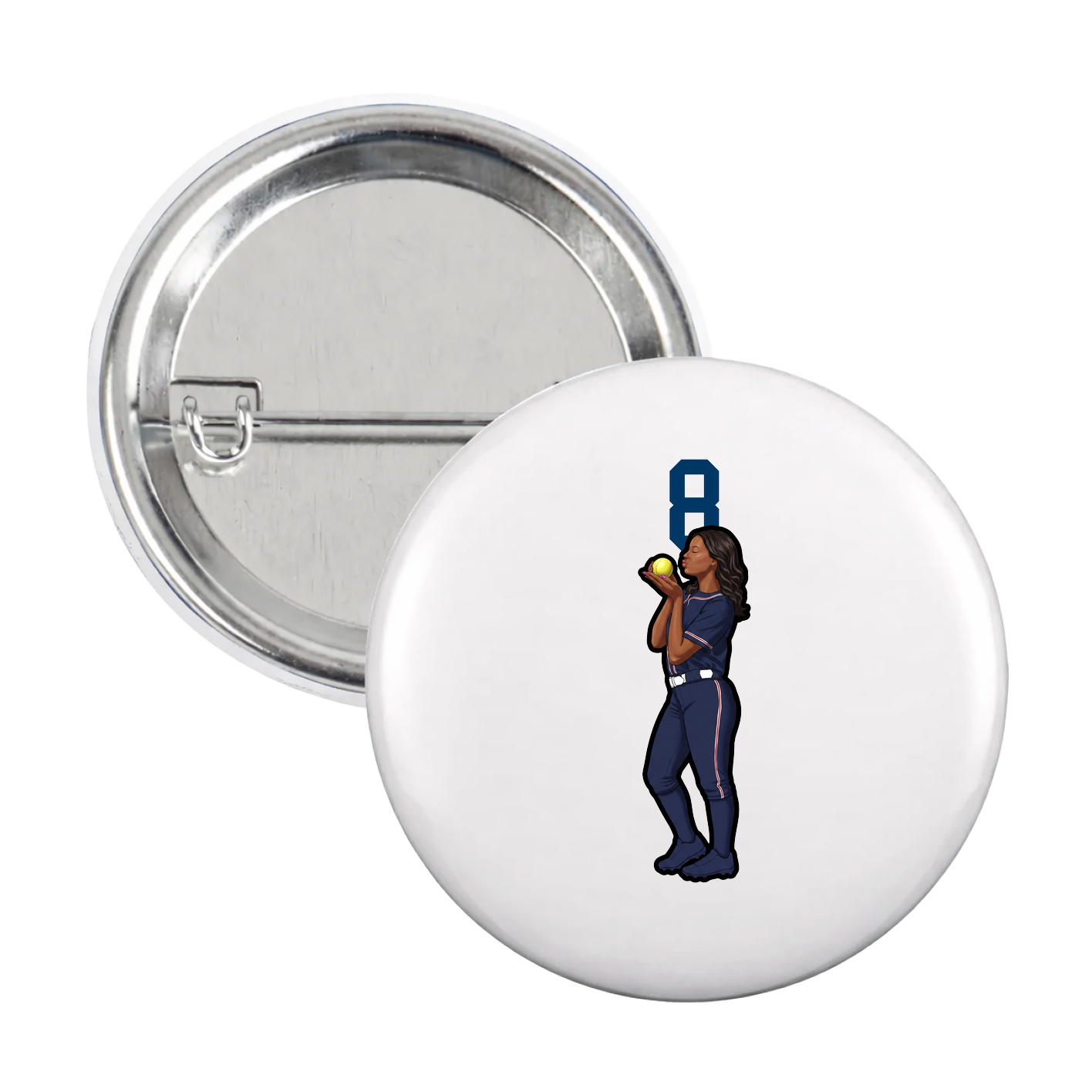 Game Day Button — Number Top in White