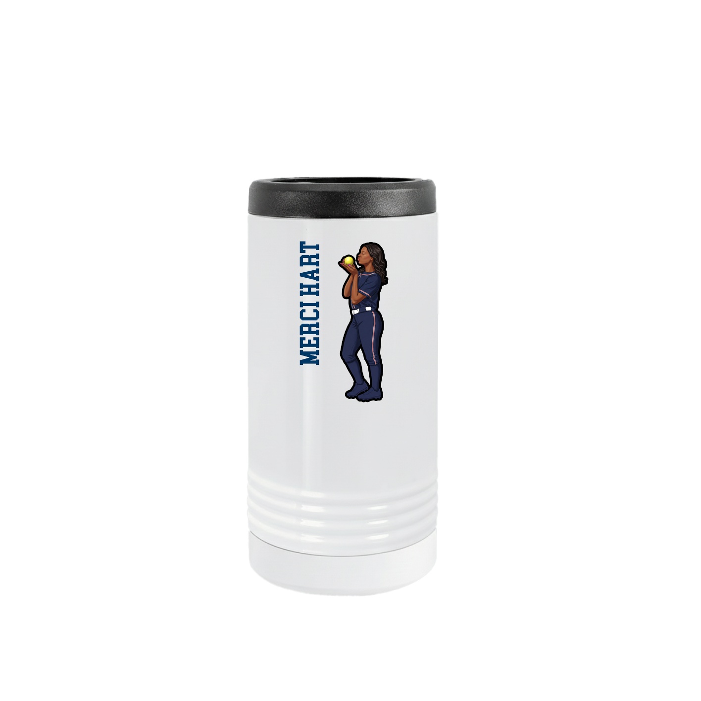 Slim Beverage Holder — Name Vertical in White