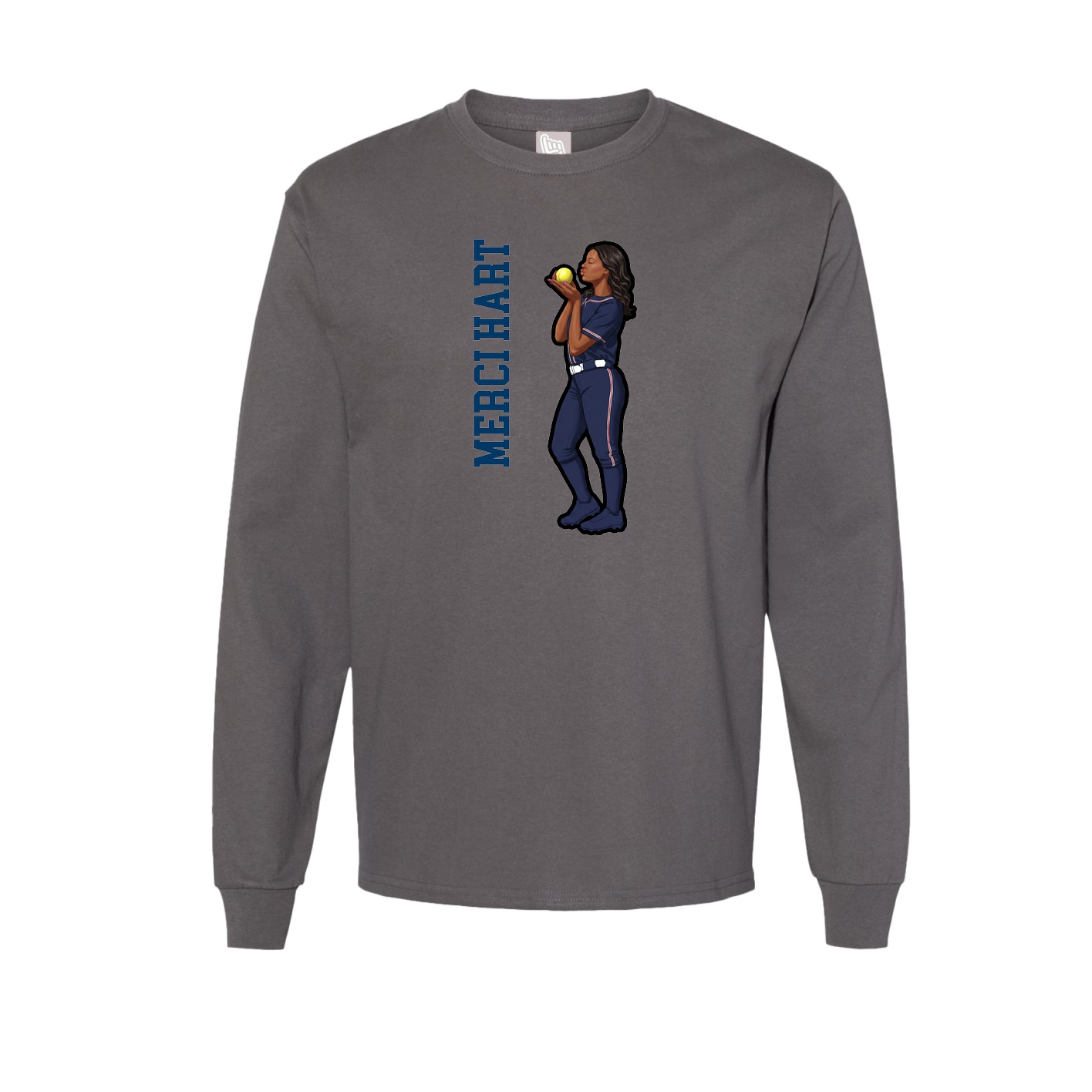 Long Sleeve Tee — Name Vertical in Grey