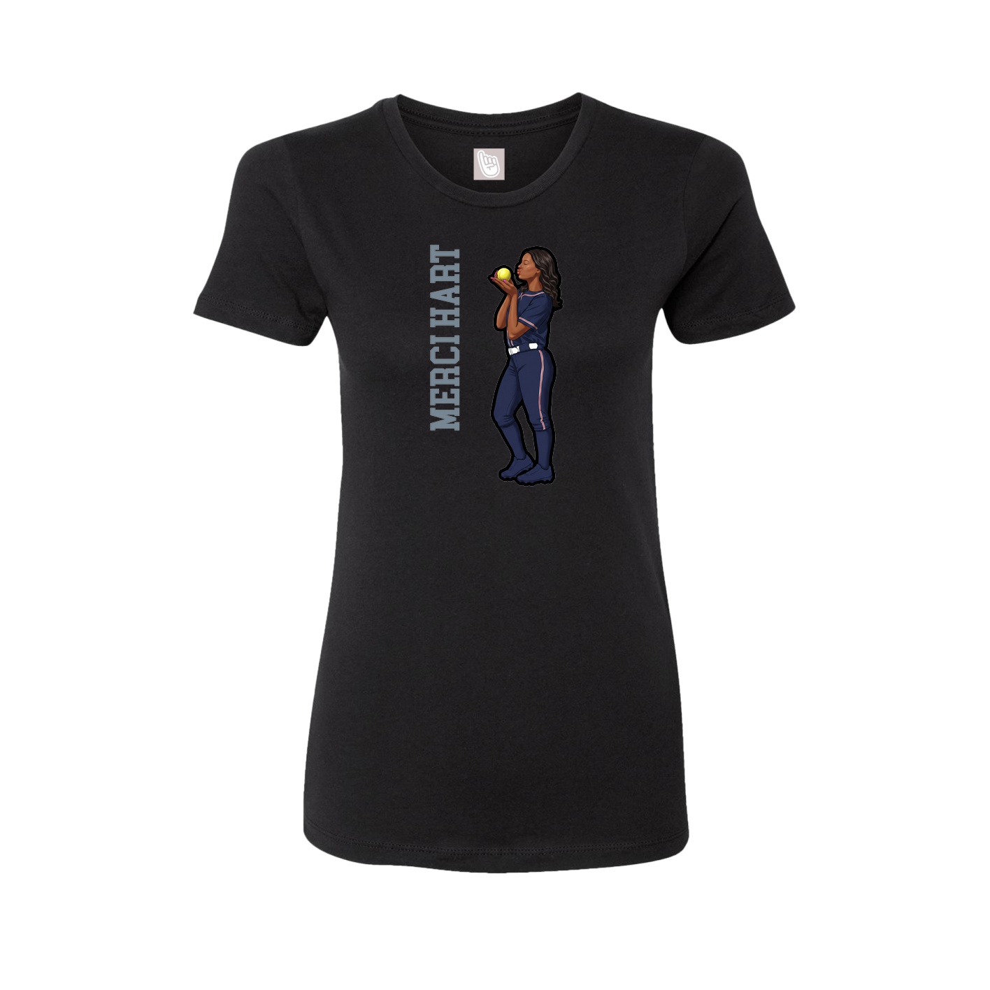 Fitted Women's Tee — Name Vertical in Black