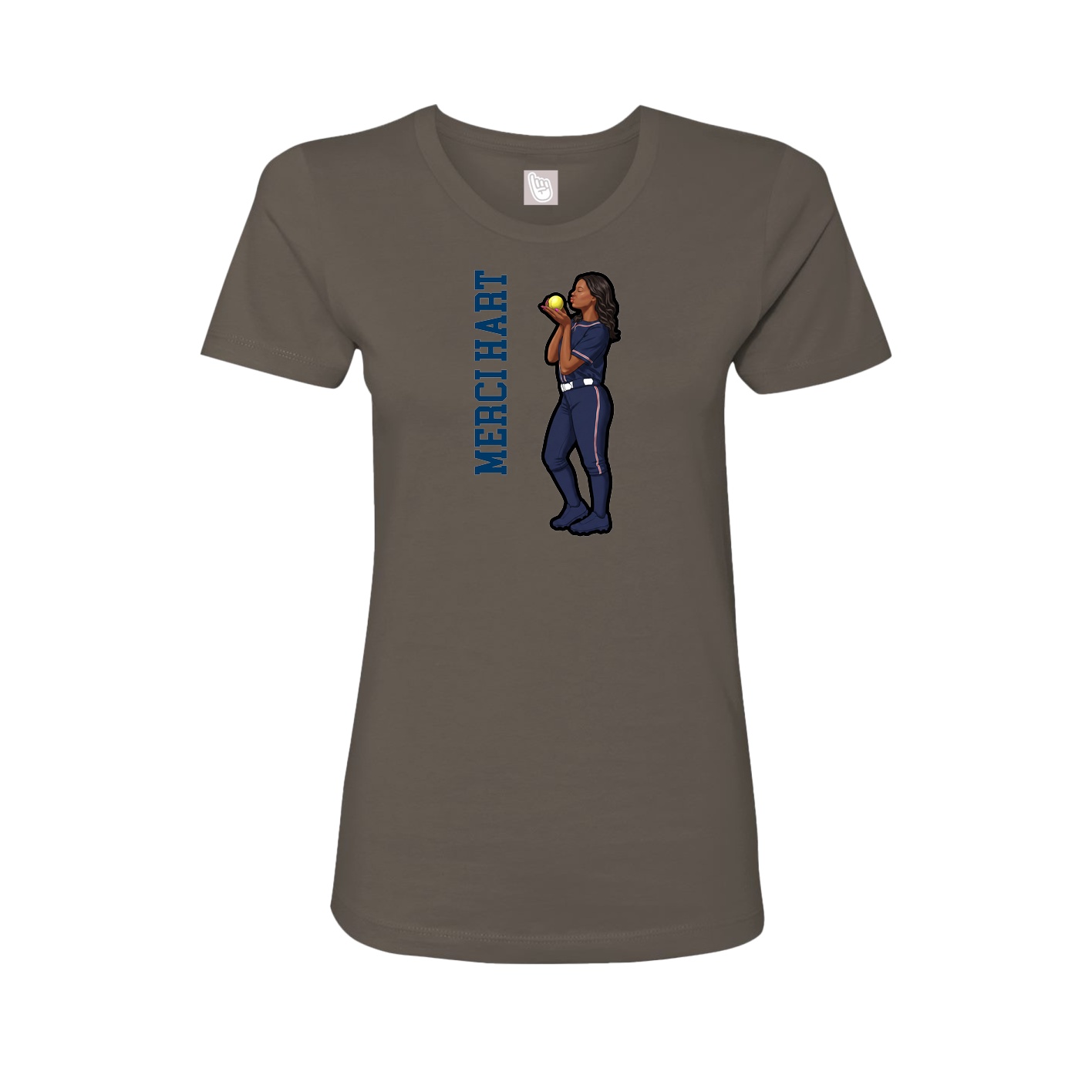 Womens Tee — Name Vertical in Grey