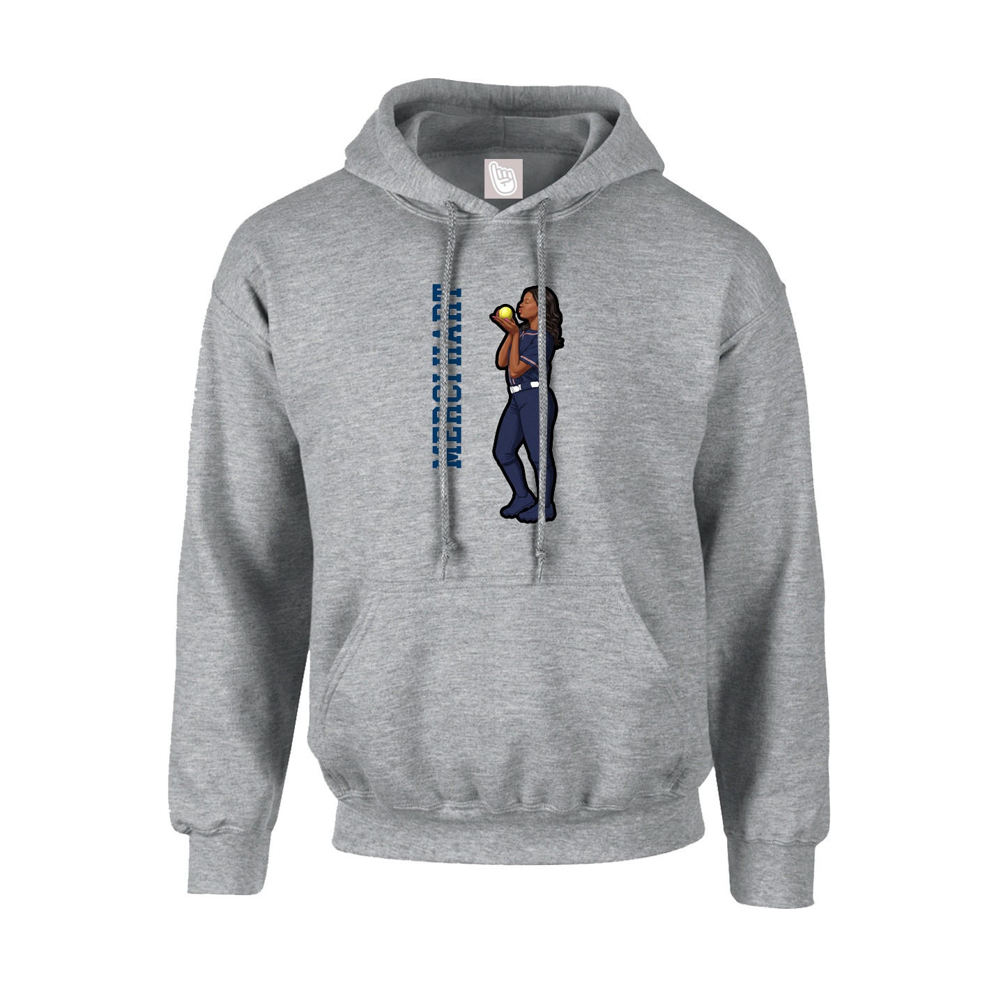 Hoodie — Name Vertical in Grey