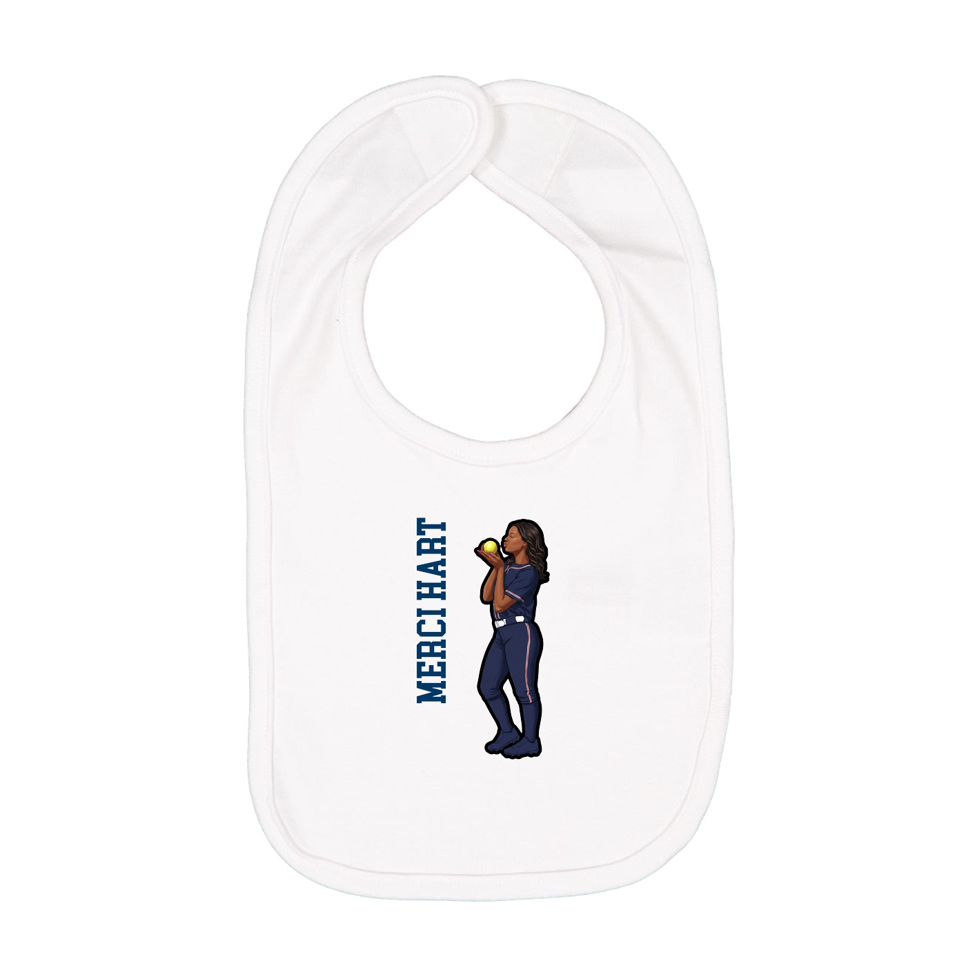 Infant Bib — Name Vertical in White
