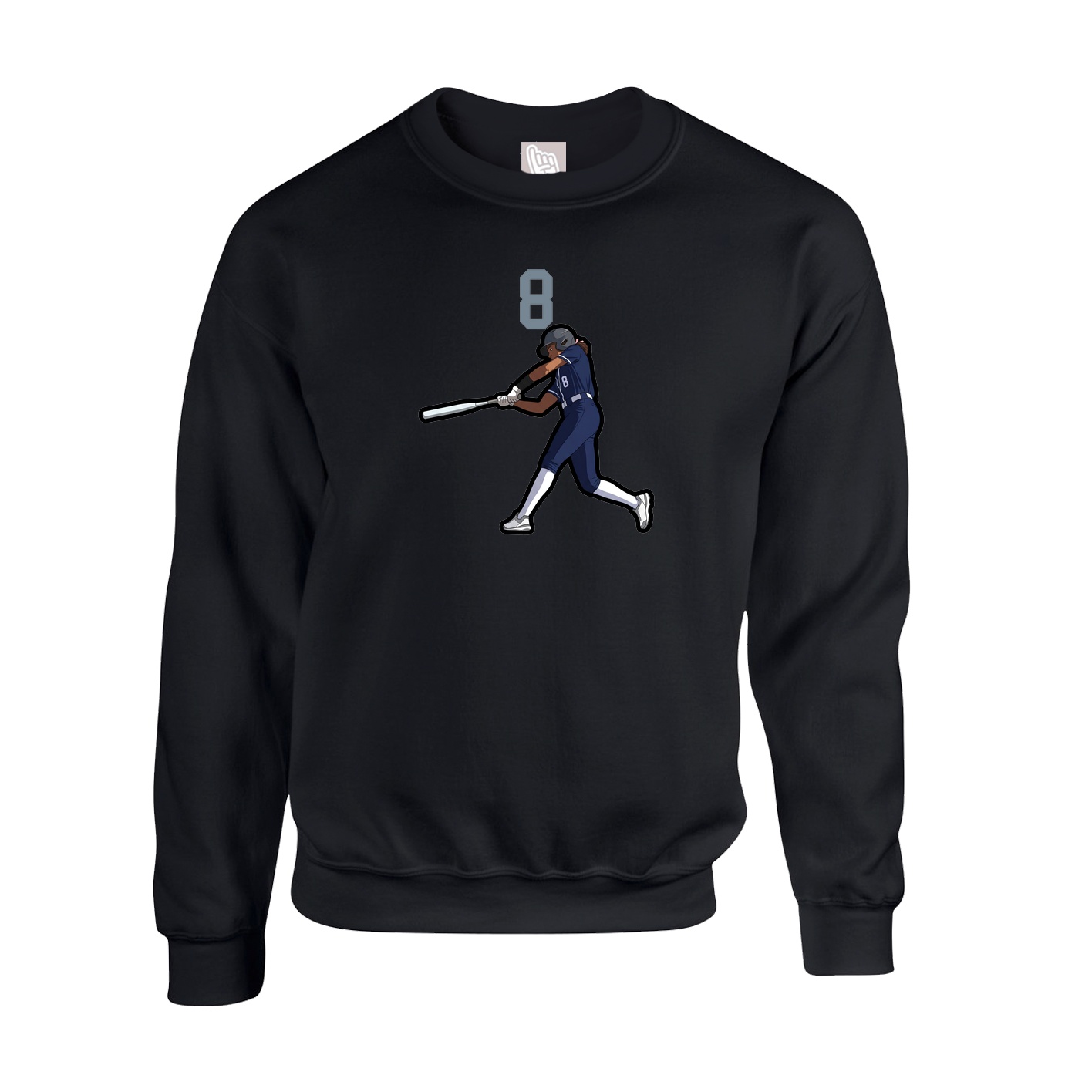 Fleece Crew — Number Top in Black