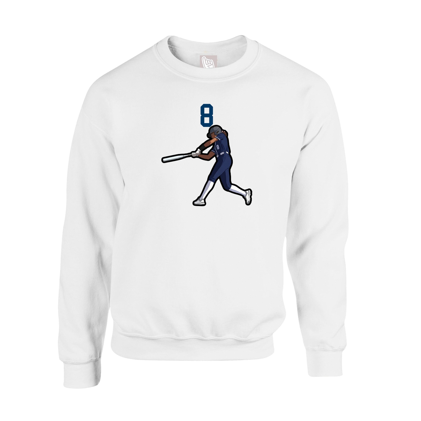 Fleece Crew — Number Top in White