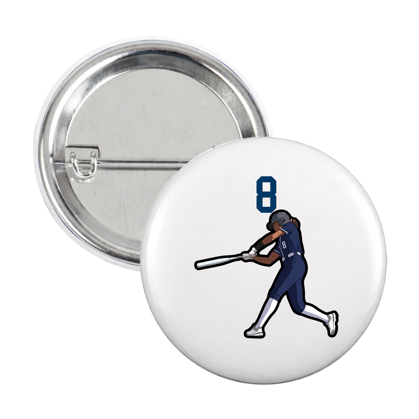 Game Day Button — Number Top in White