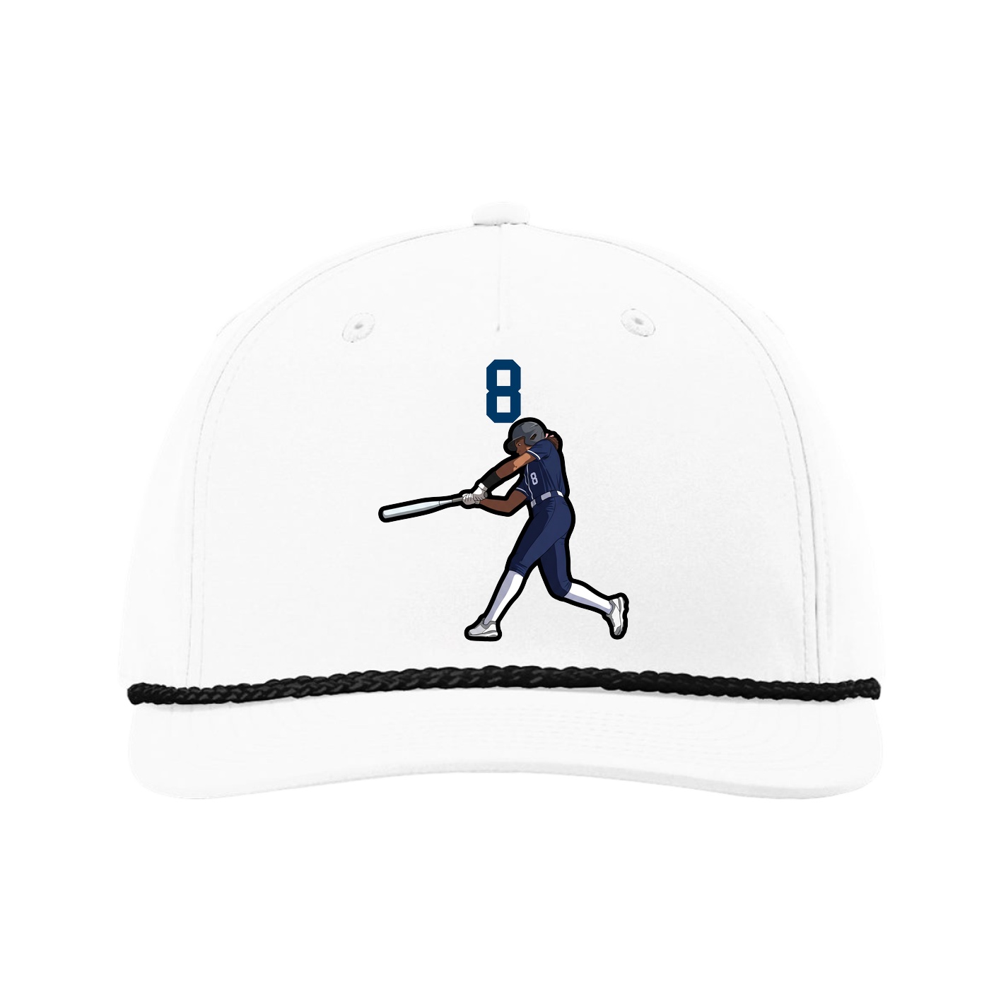 Five-Panel Classic Rope Cap — Number Top in White