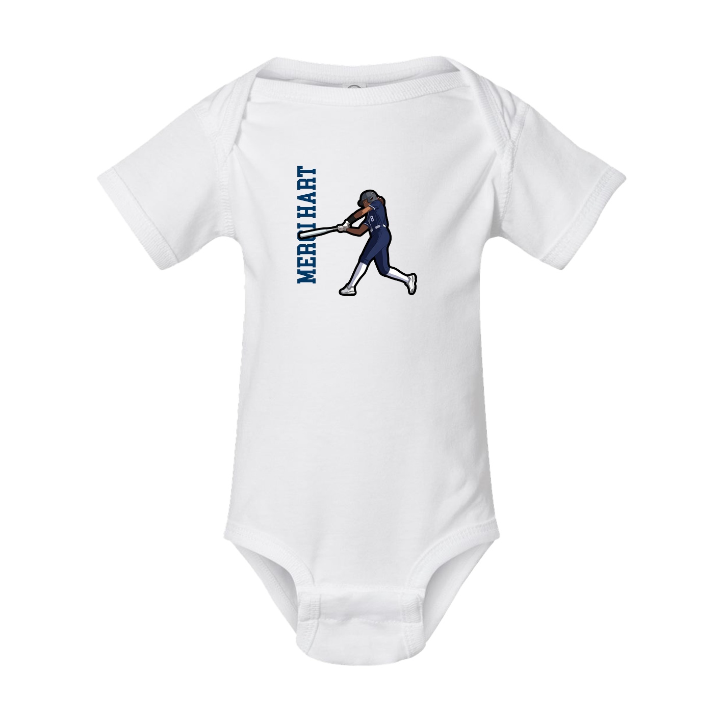 Baby Onesie — Name Vertical in White