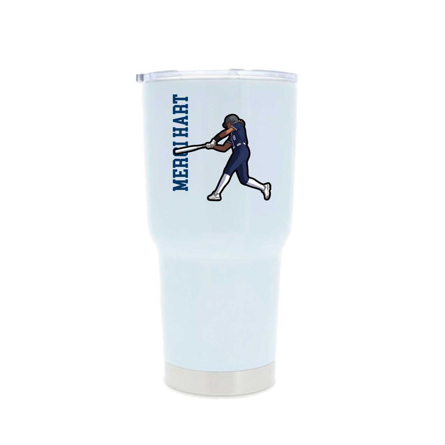 30oz Stainless Steel Tumbler — Name Vertical in White