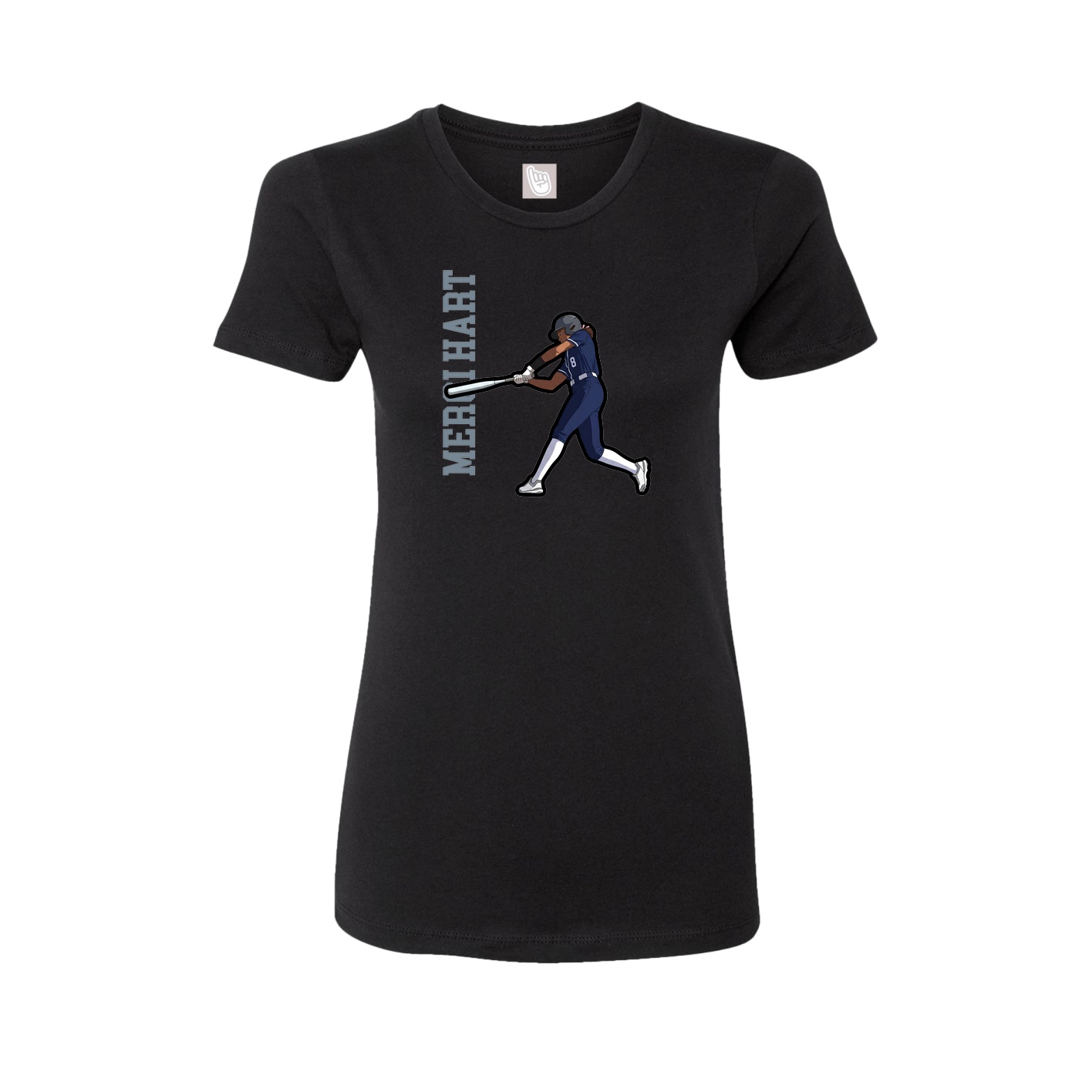 Womens Tee — Name Vertical in Black