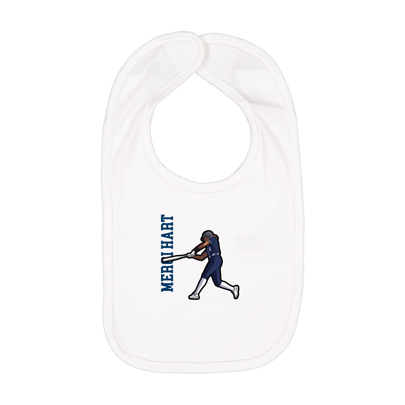 Infant Bib — Name Vertical in White