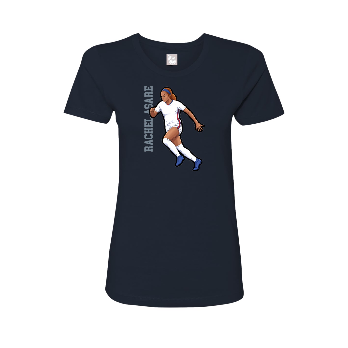 Fitted Women's Tee — Name Vertical in Navy