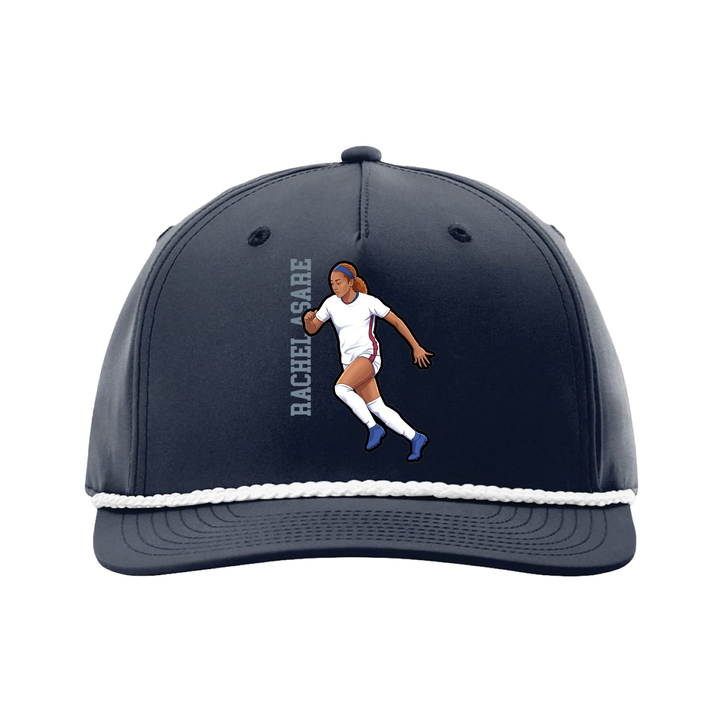 Five-Panel Classic Rope Cap — Name Vertical in Navy