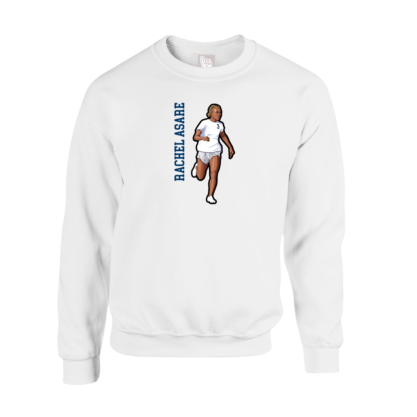 Fleece Crew — Name Vertical in White
