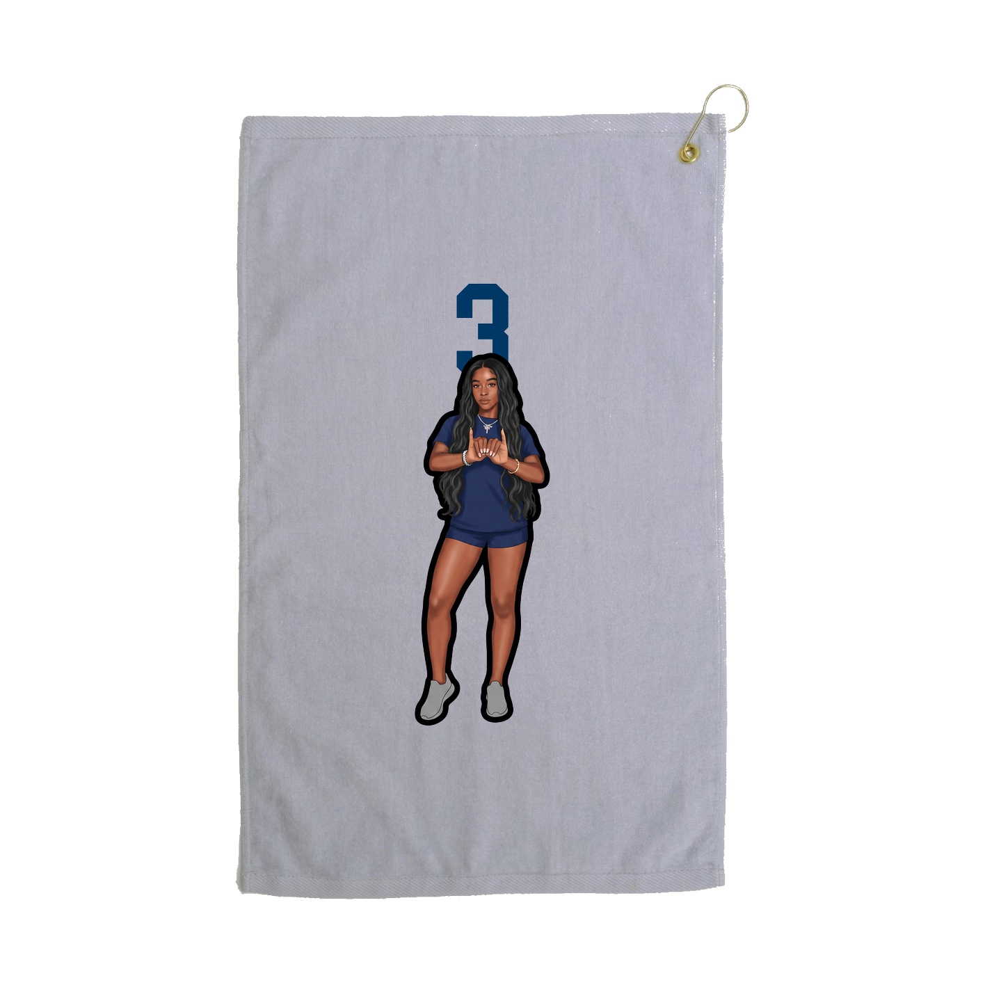 Golf Towel — Number Top in Grey