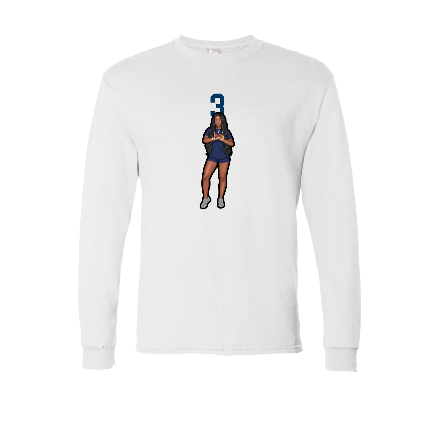 Long Sleeve Tee — Number Top in White