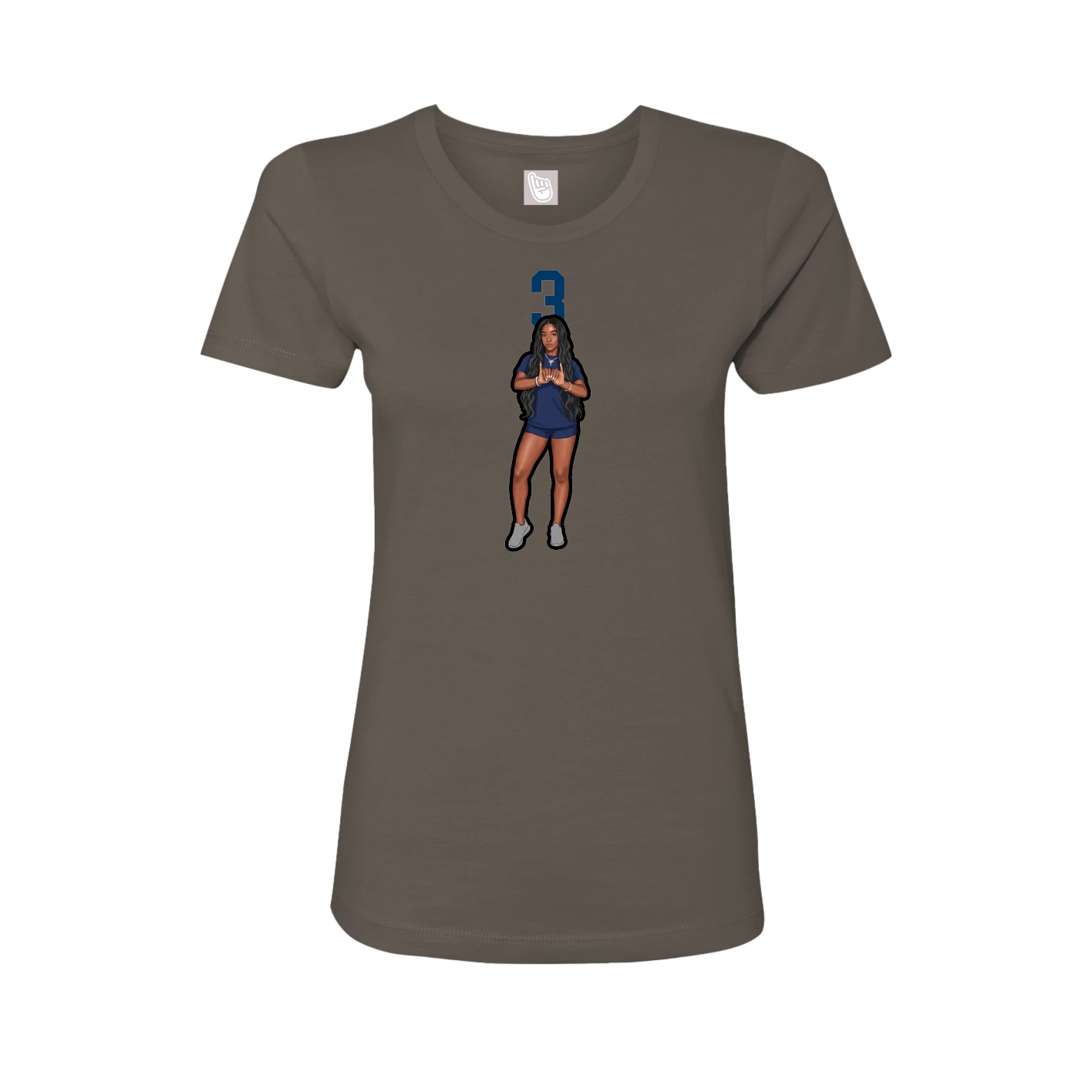 Fitted Women's Tee — Number Top in Grey