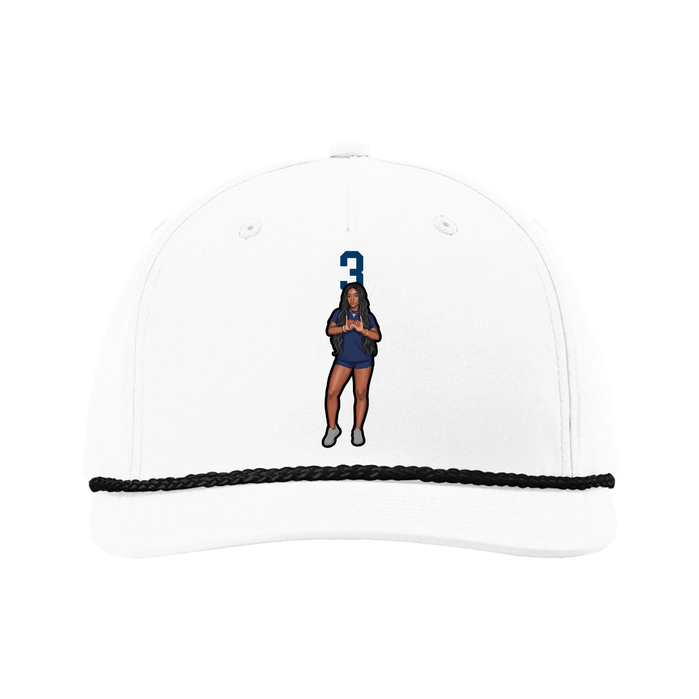 Five-Panel Classic Rope Cap — Number Top in White