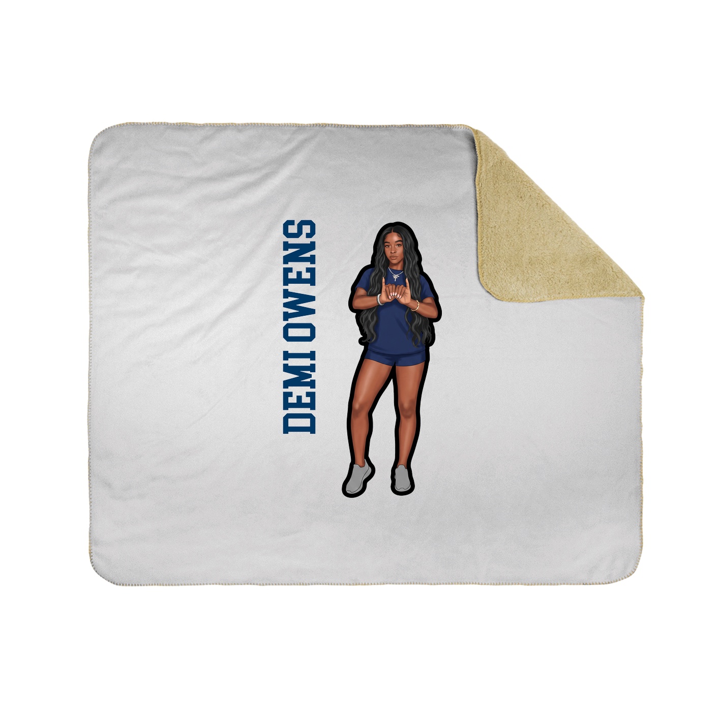 Throw Blanket — Name Vertical in White