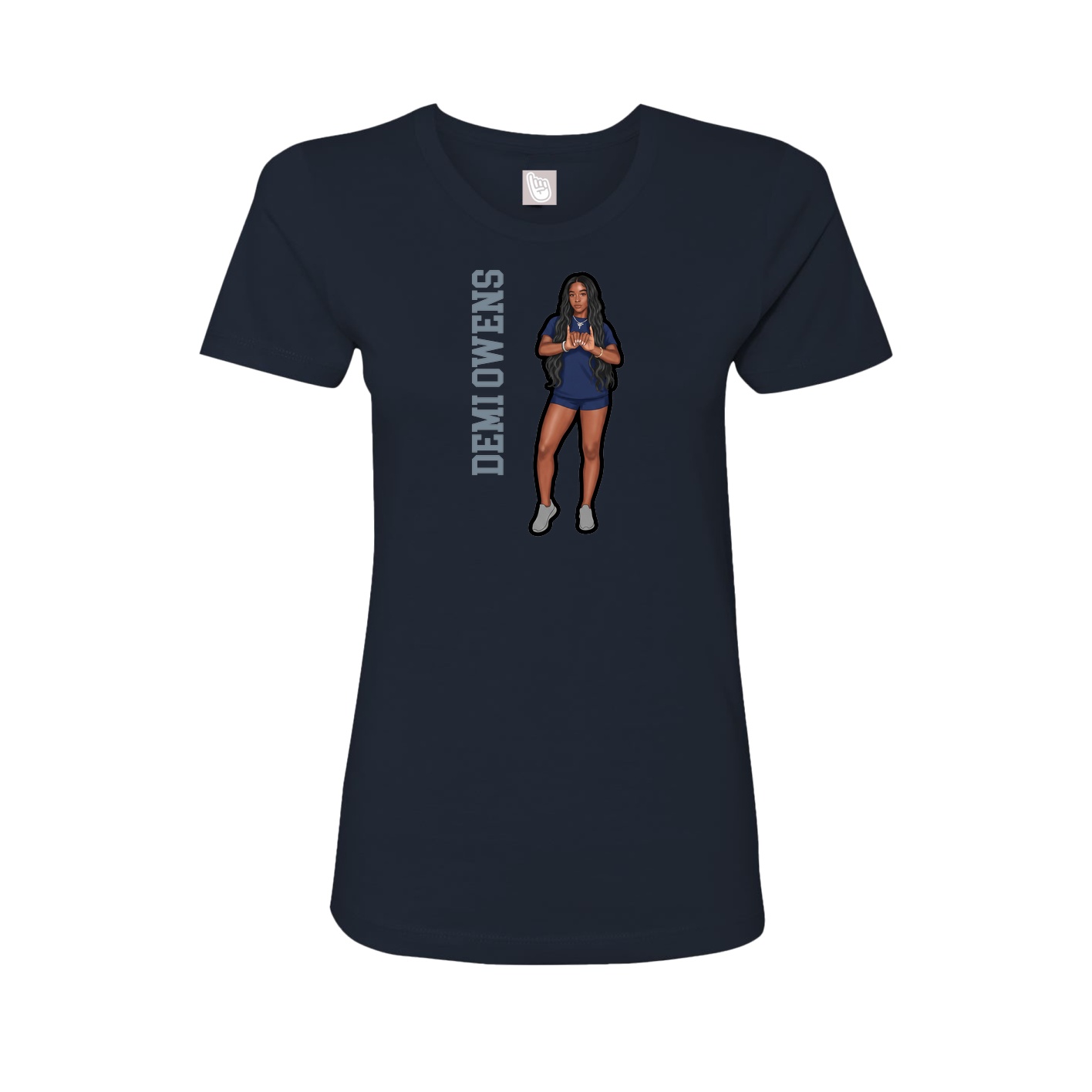Fitted Women's Tee — Name Vertical in Navy