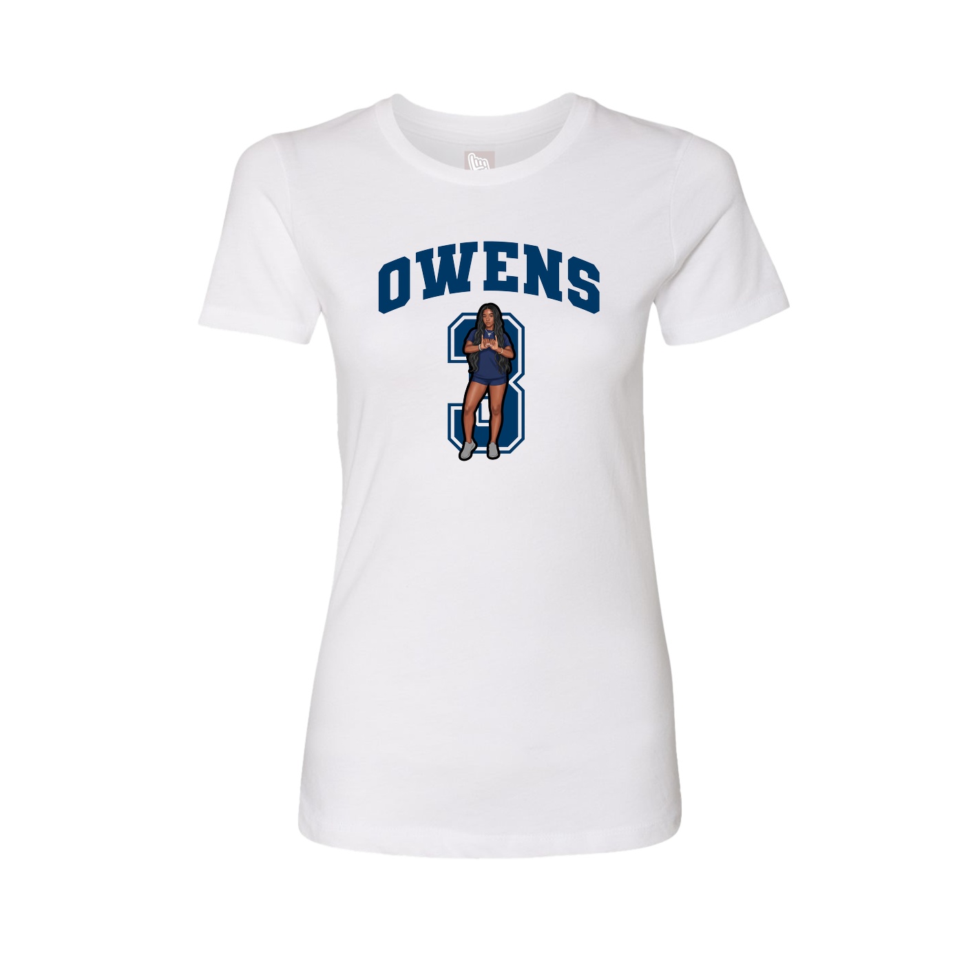 Fitted Women's Tee — Number in White