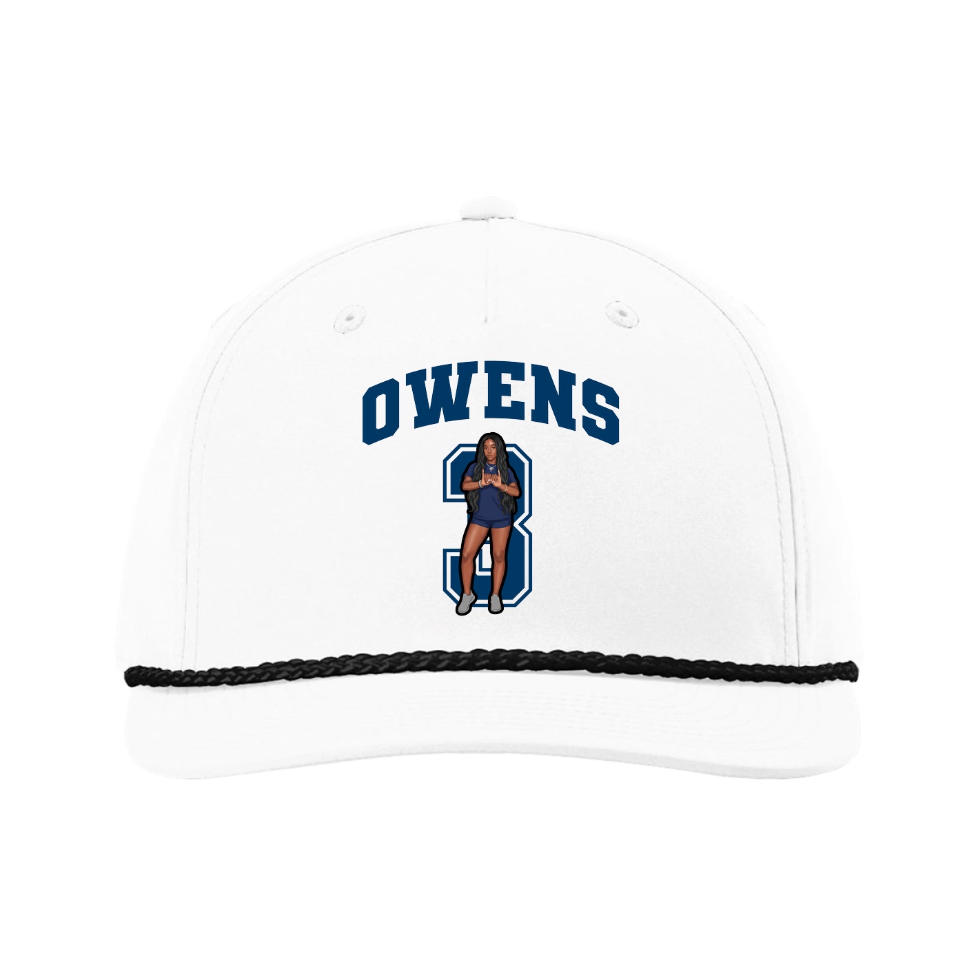 Five-Panel Classic Rope Cap — Number in White