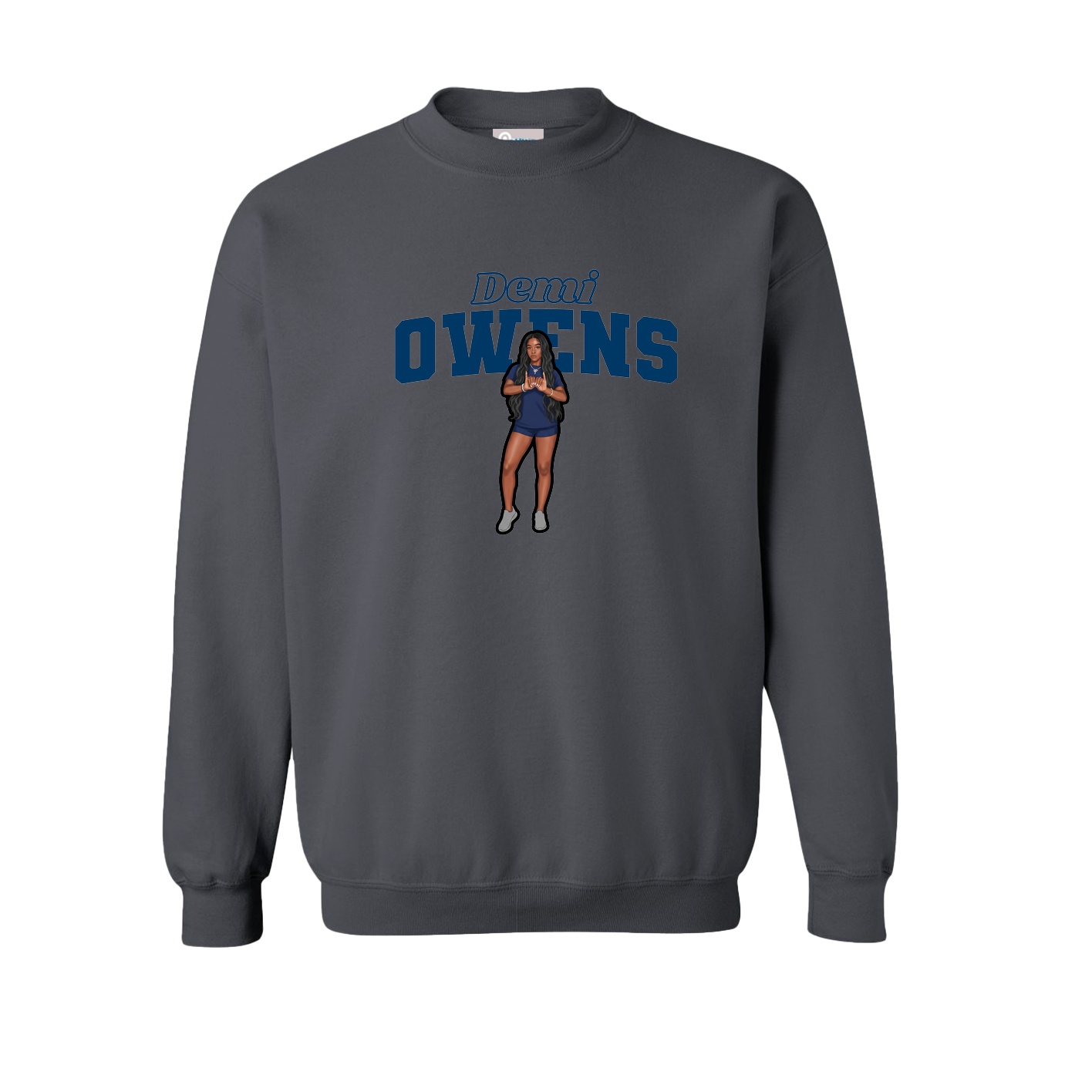 Fleece Crew — Name Arch in Grey