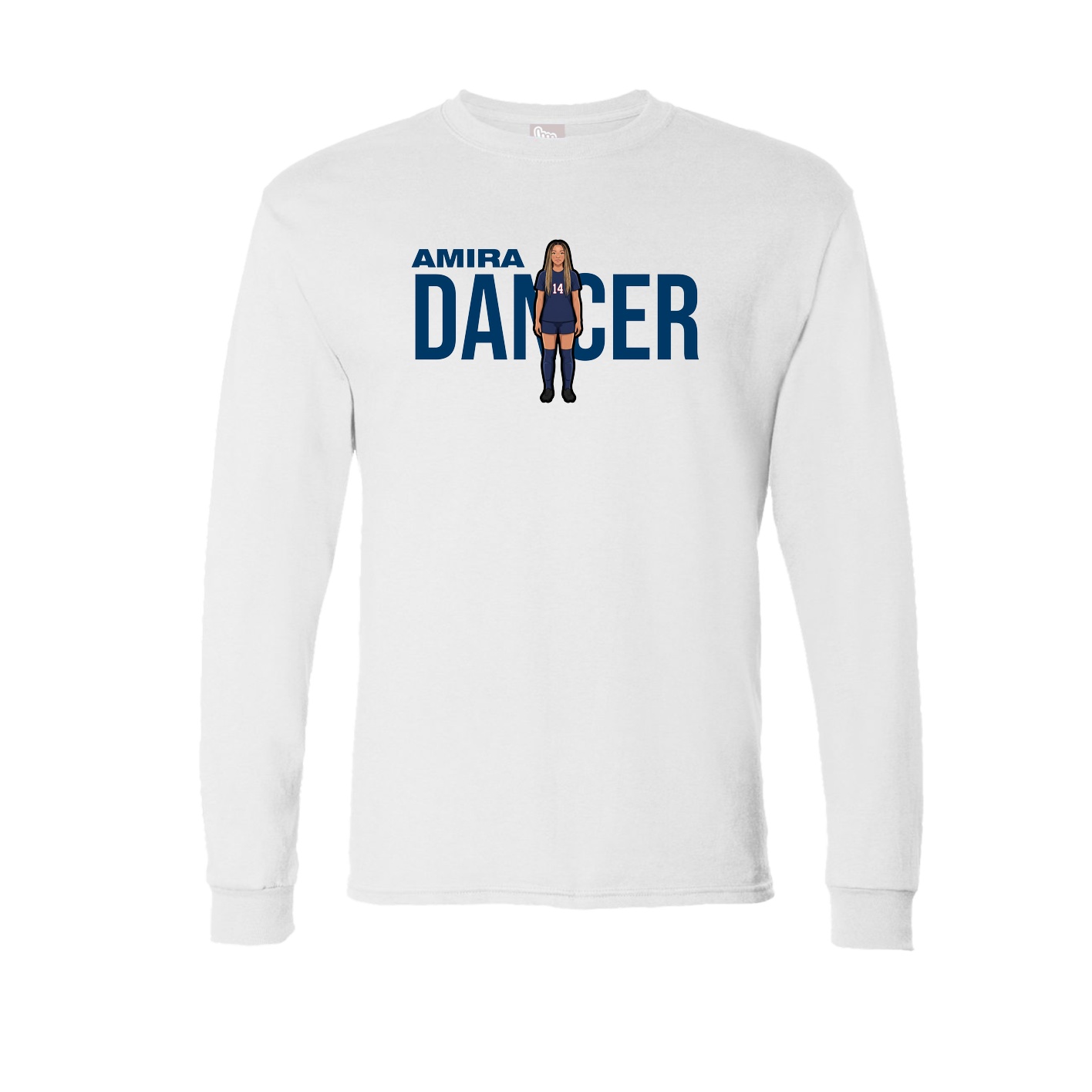 Long Sleeve Tee — Player Name in White