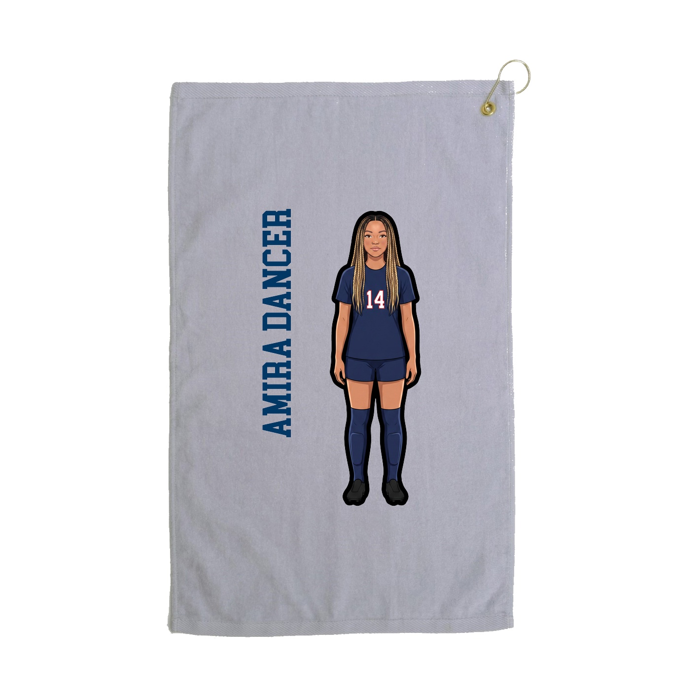 Golf Towel — Name Vertical in Grey
