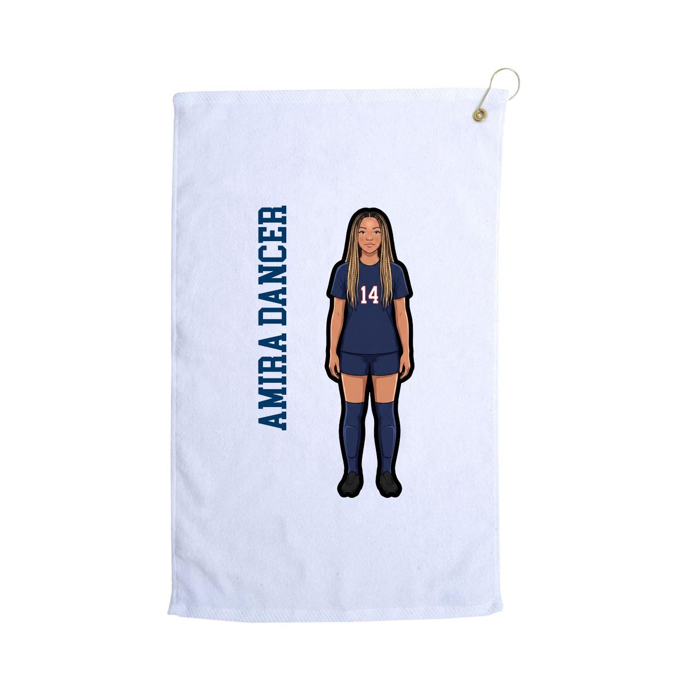 Golf Towel — Name Vertical in White