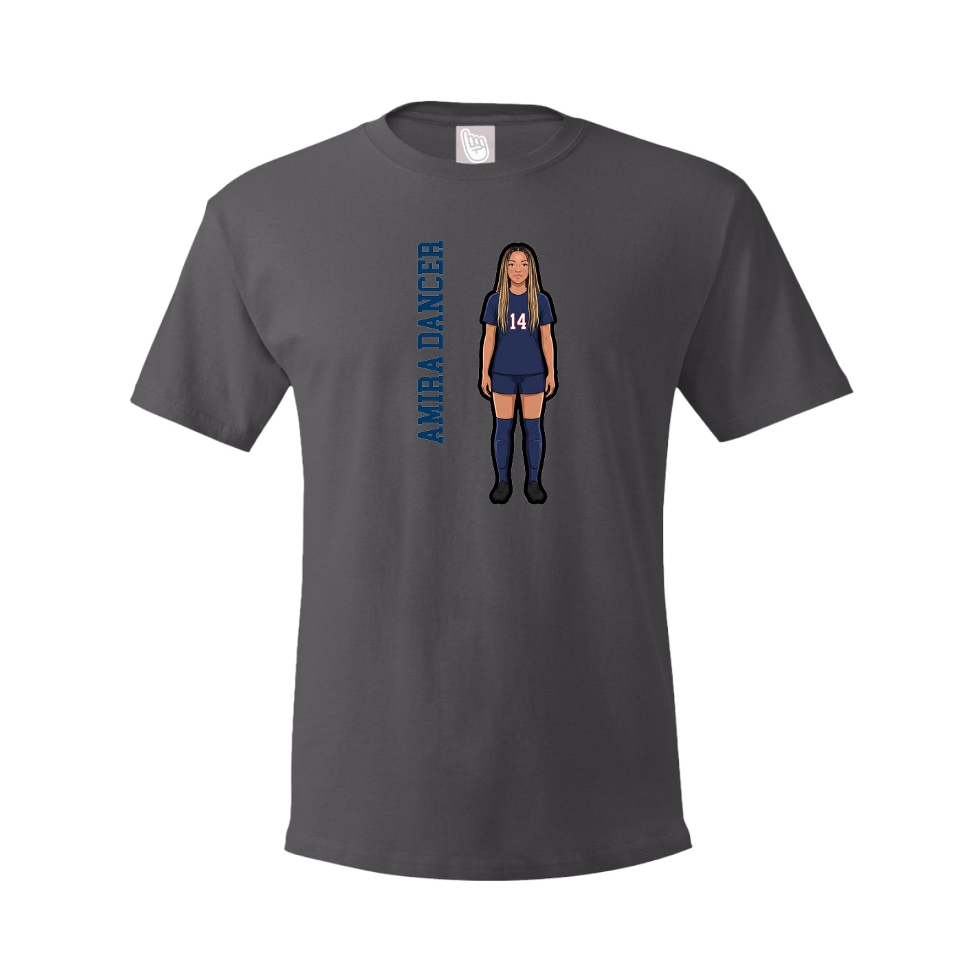 Tee — Name Vertical in Grey