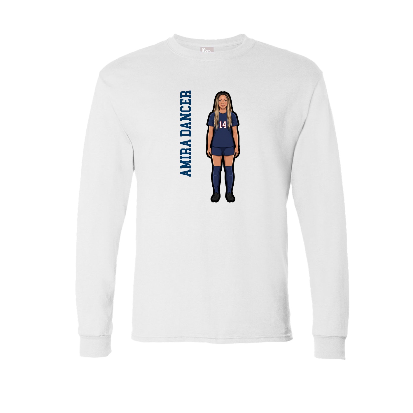 Long Sleeve Tee — Name Vertical in White