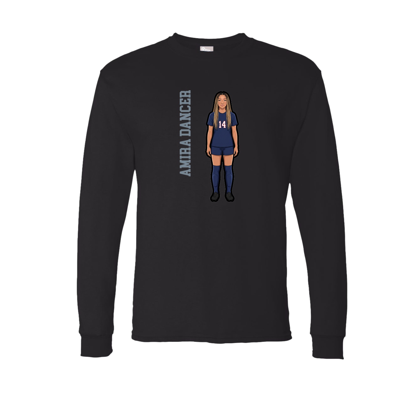 Long Sleeve Tee — Name Vertical in Black