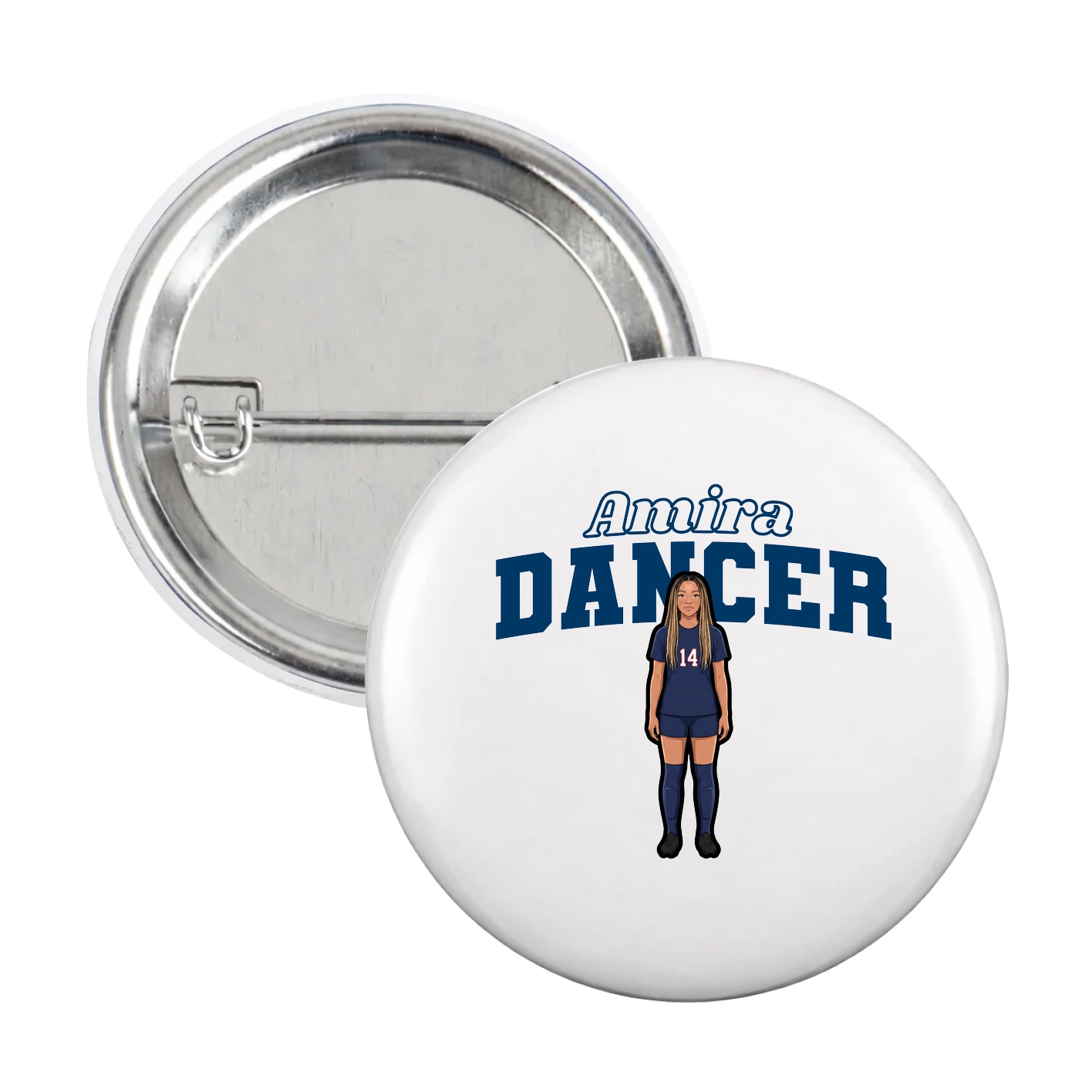 Game Day Button — Name Arch in White