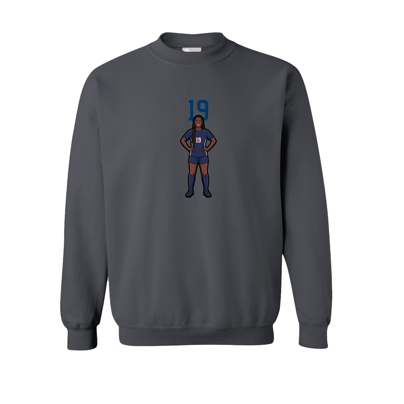 Fleece Crew — Number Top in Grey