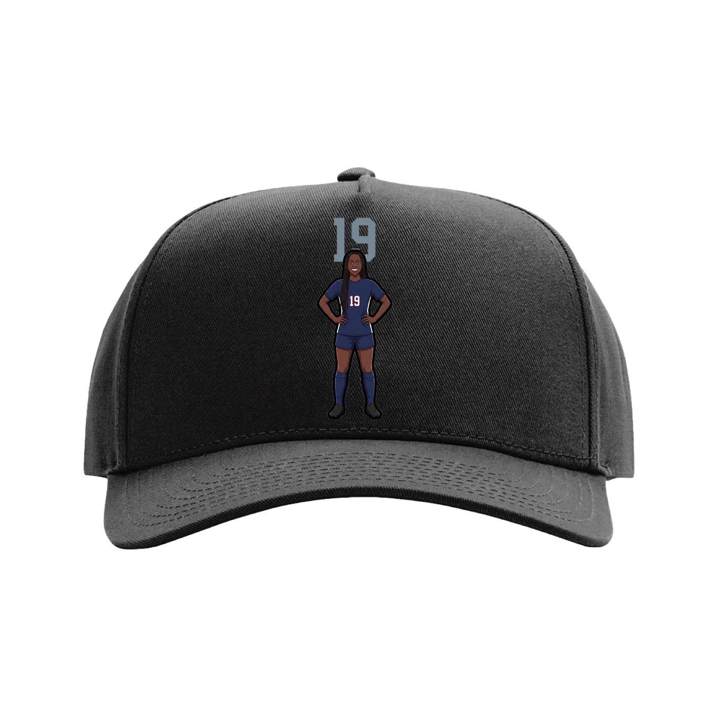 Full Fabric Five-Panel Champ Cap — Number Top in Black