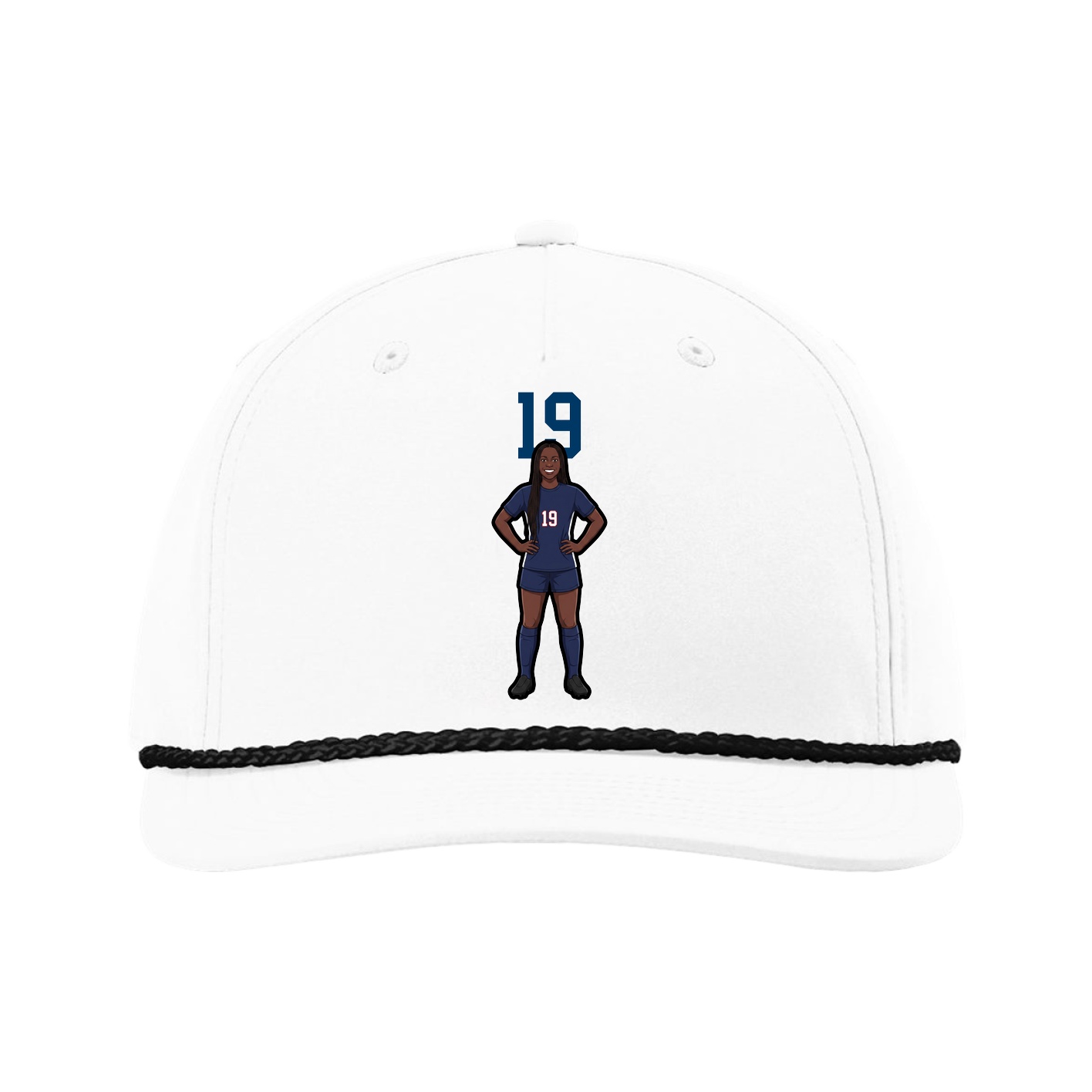 Five-Panel Classic Rope Cap — Number Top in White