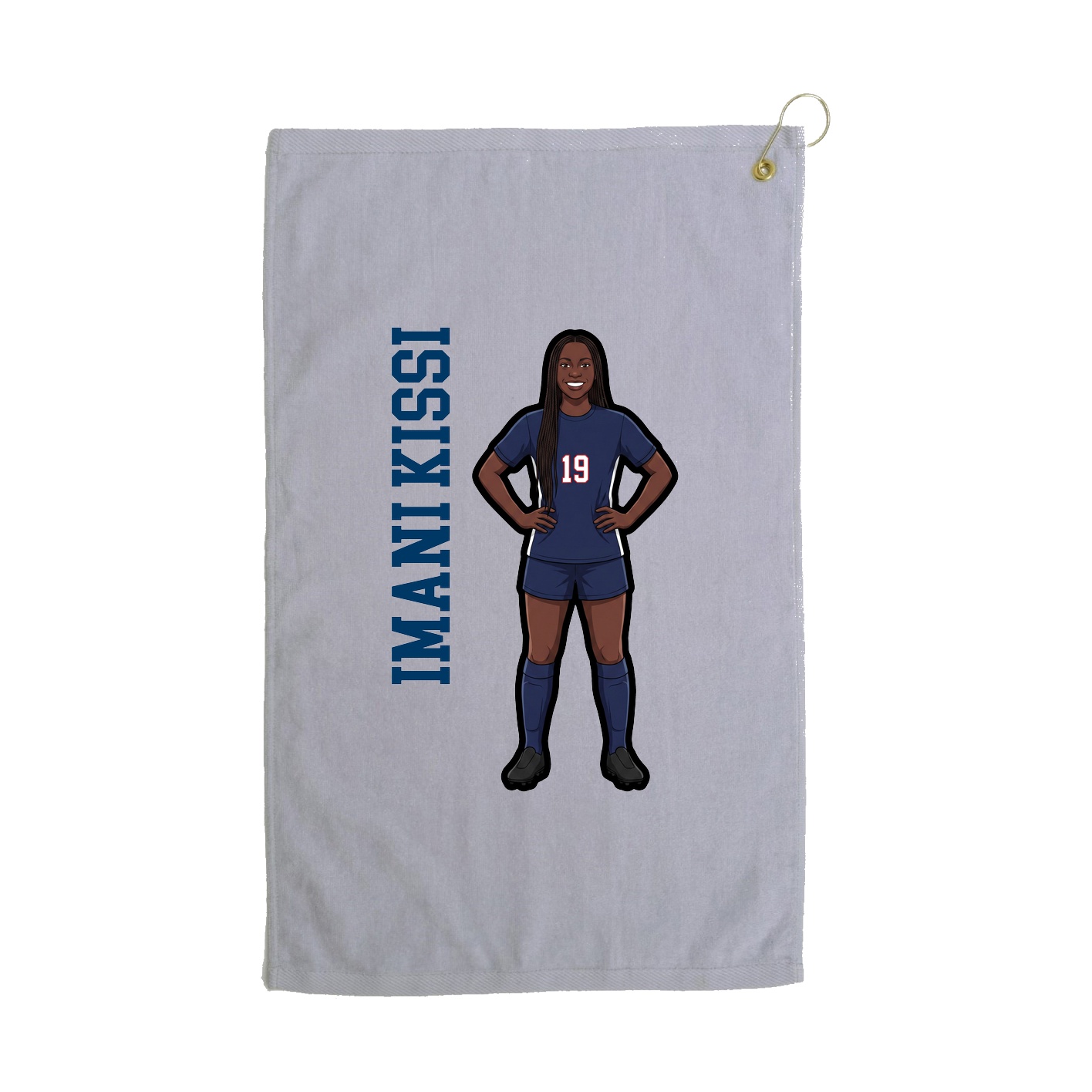 Golf Towel — Name Vertical in Grey