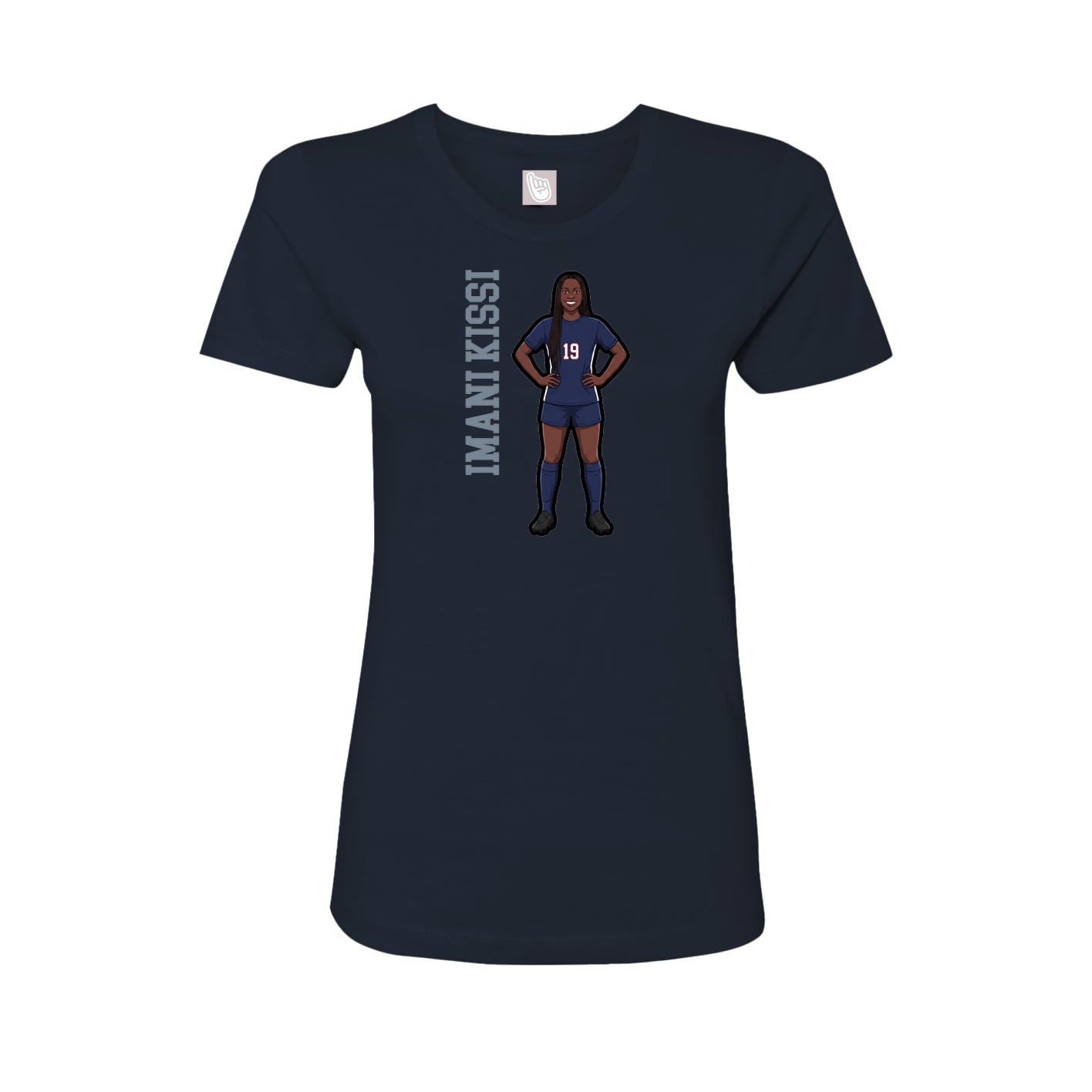 Fitted Women's Tee — Name Vertical in Navy
