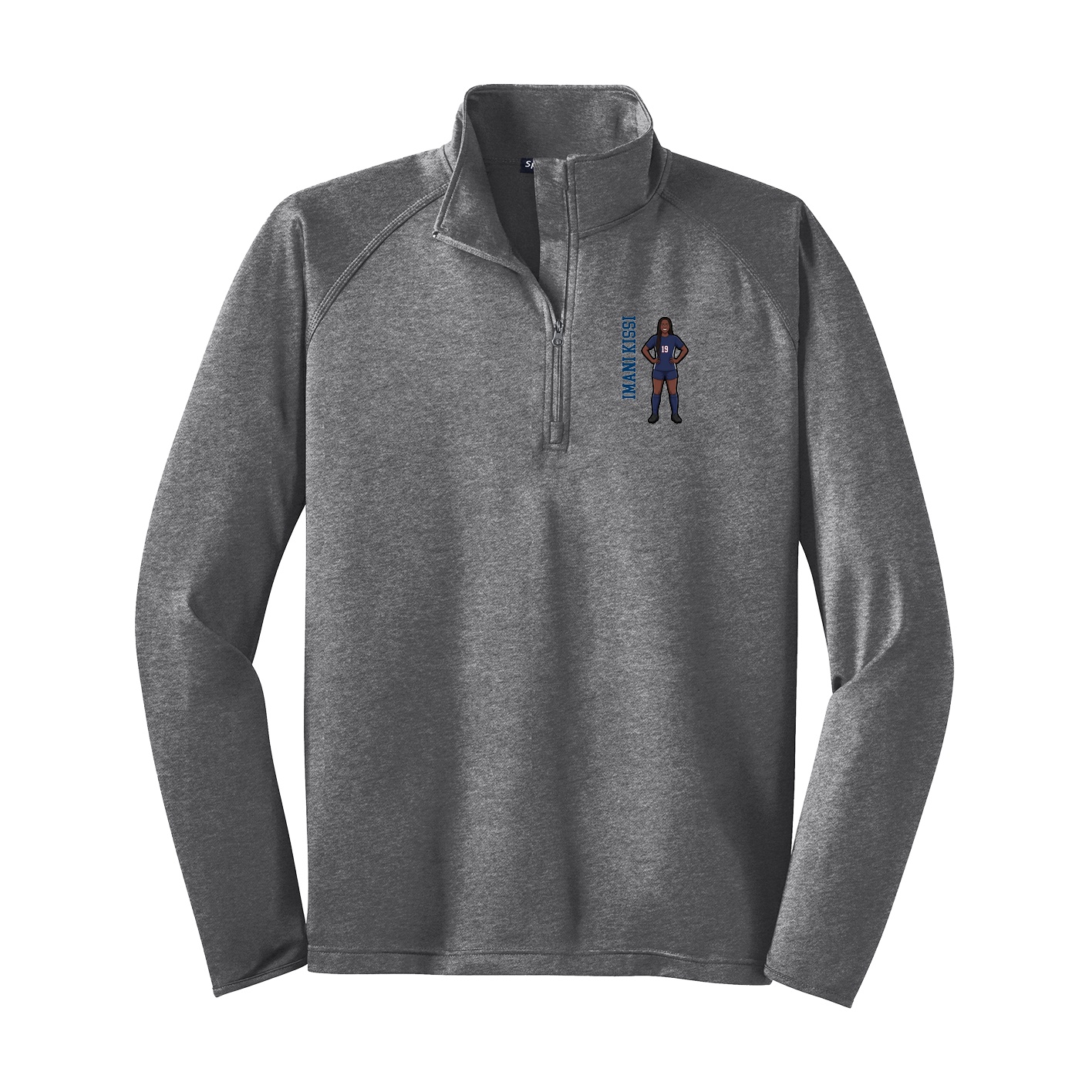 Q-Zip Pullover — Name Vertical in Grey