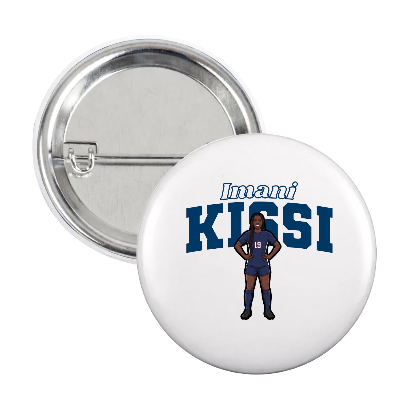 Game Day Button — Name Arch in White