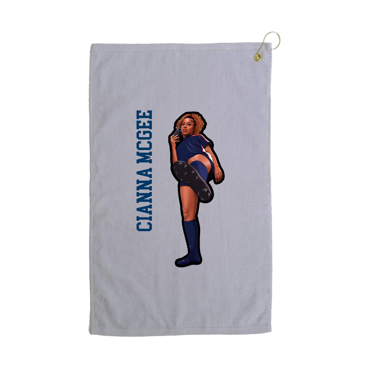 Golf Towel — Name Vertical in Grey