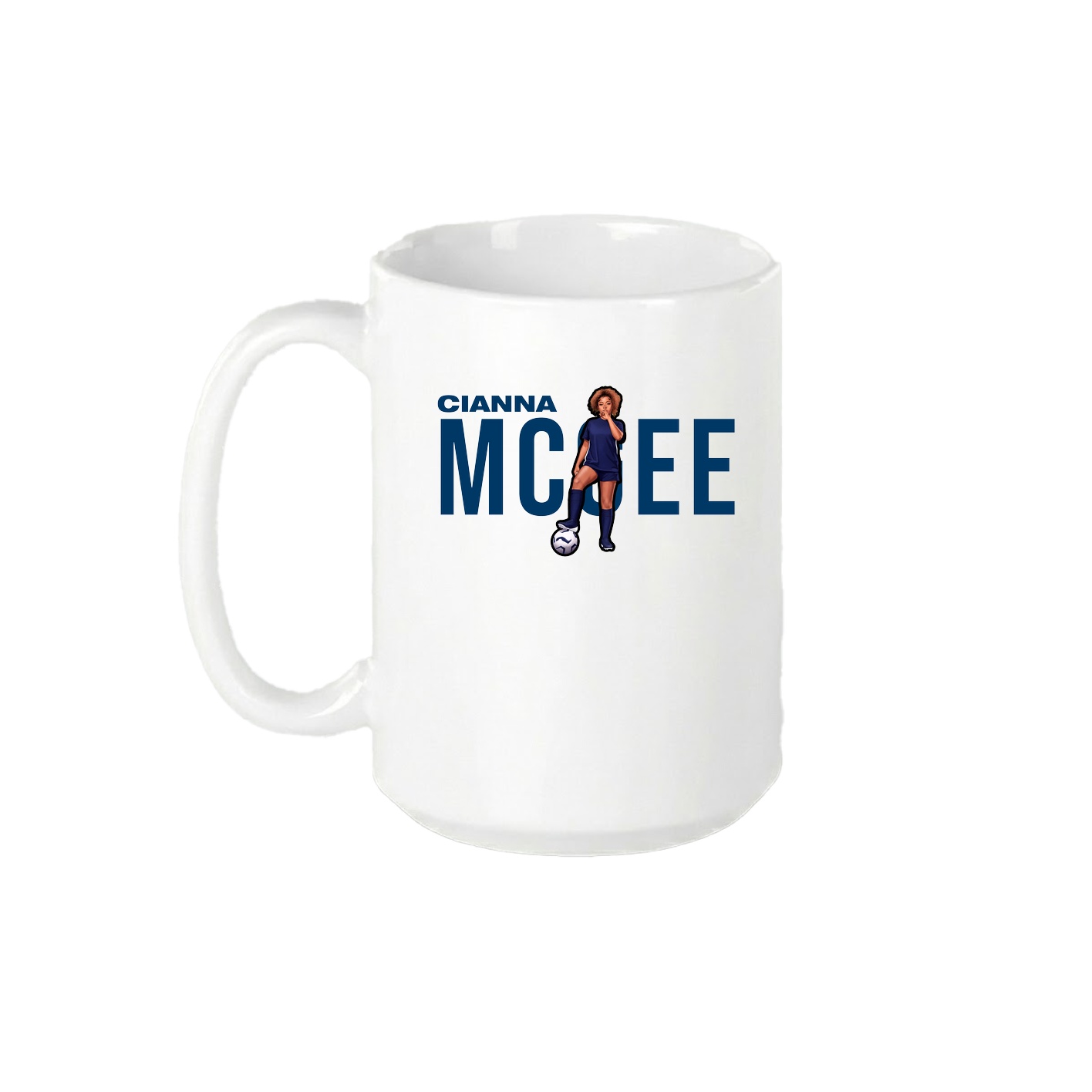 15oz Coffee Mug — Player Name in White