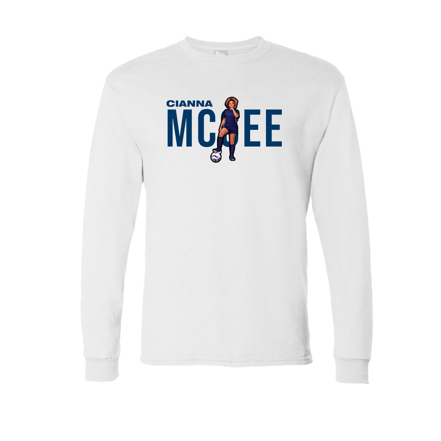 Long Sleeve Tee — Player Name in White