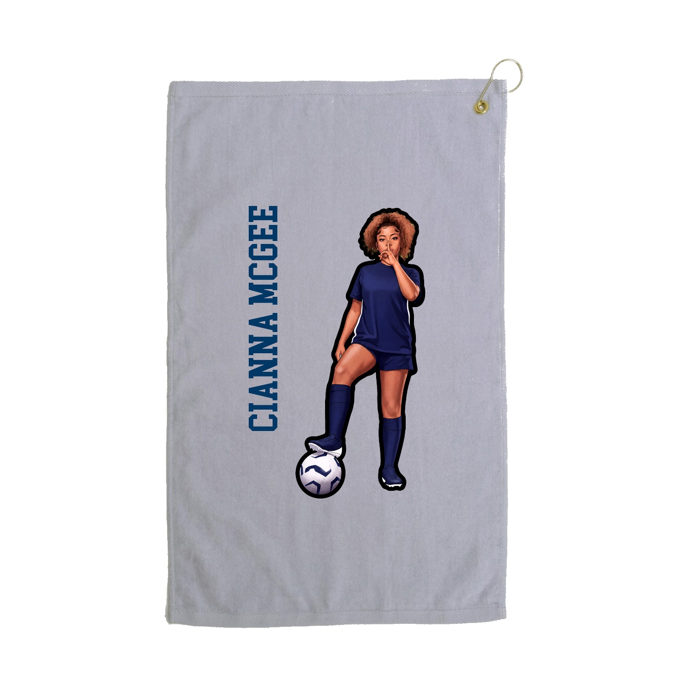 Golf Towel — Name Vertical in Grey
