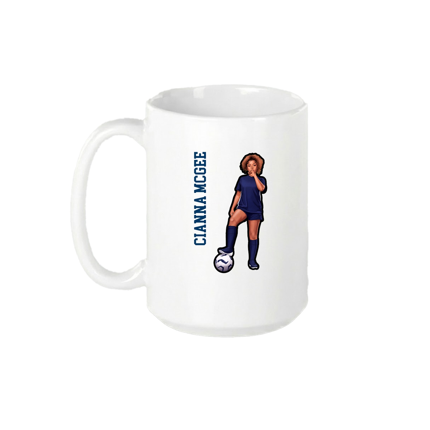 15oz Coffee Mug — Name Vertical in White