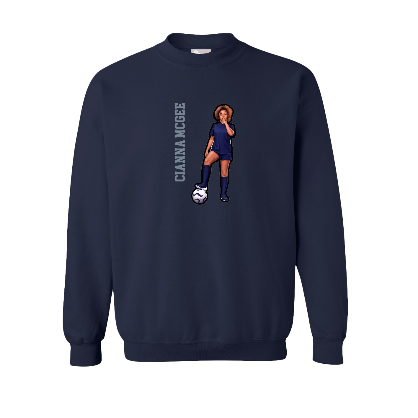 Fleece Crew — Name Vertical in Navy