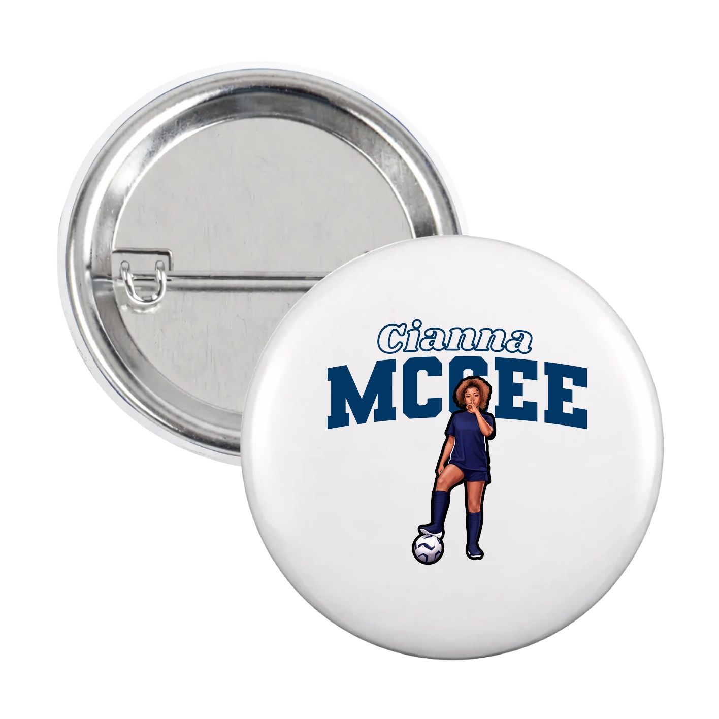 Game Day Button — Name Arch in White