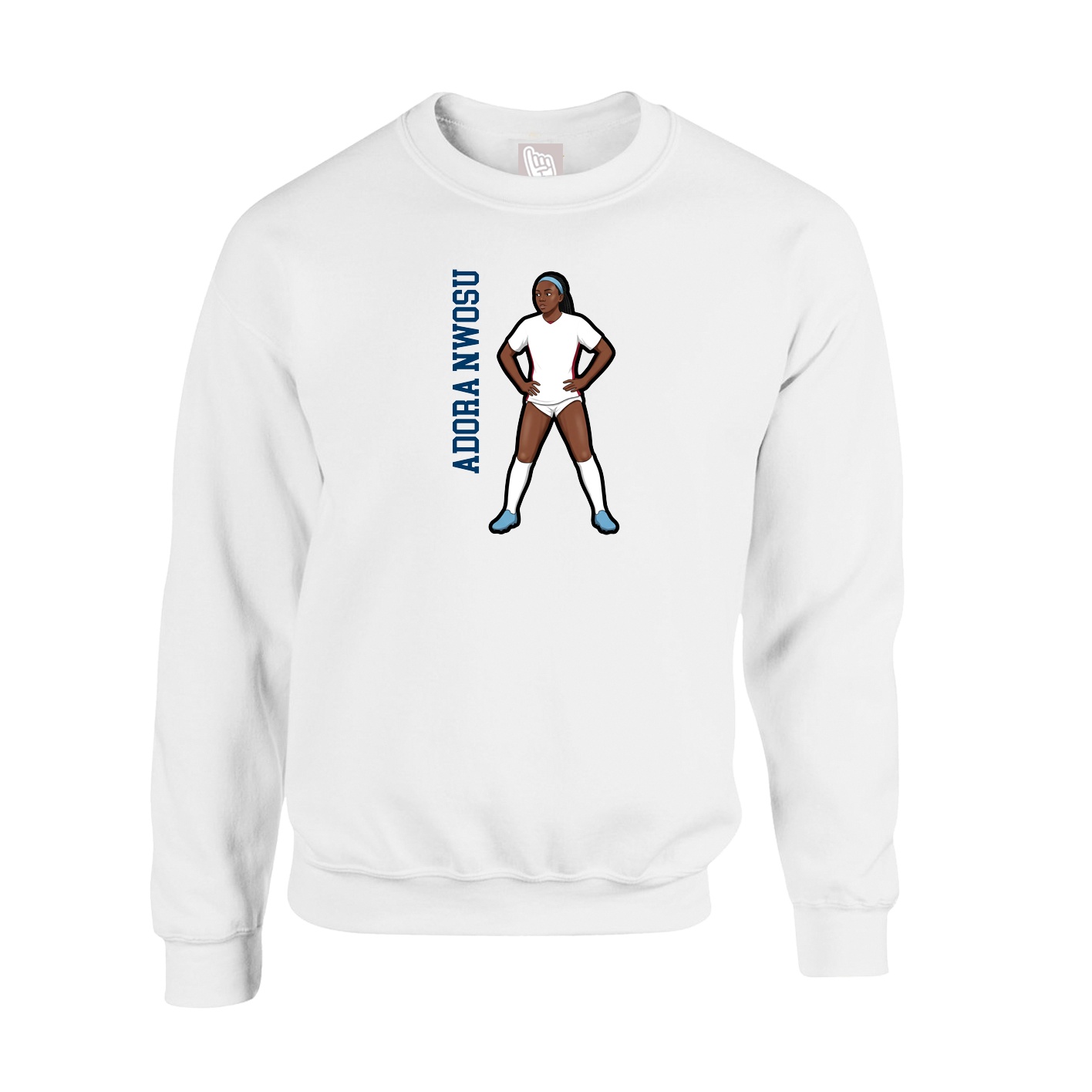 Fleece Crew — Name Vertical in White